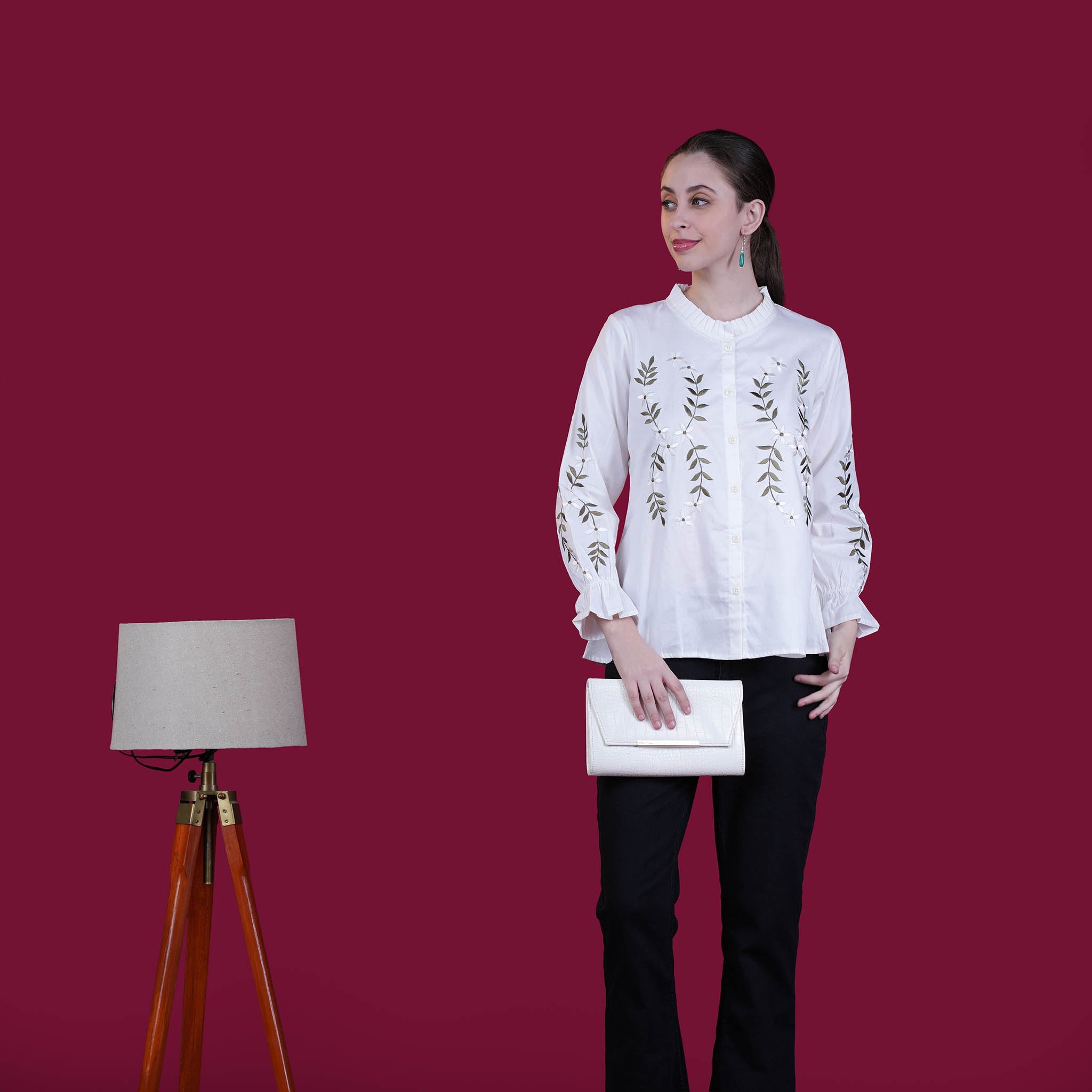 Embroidered Cotton Linen Tunic - White