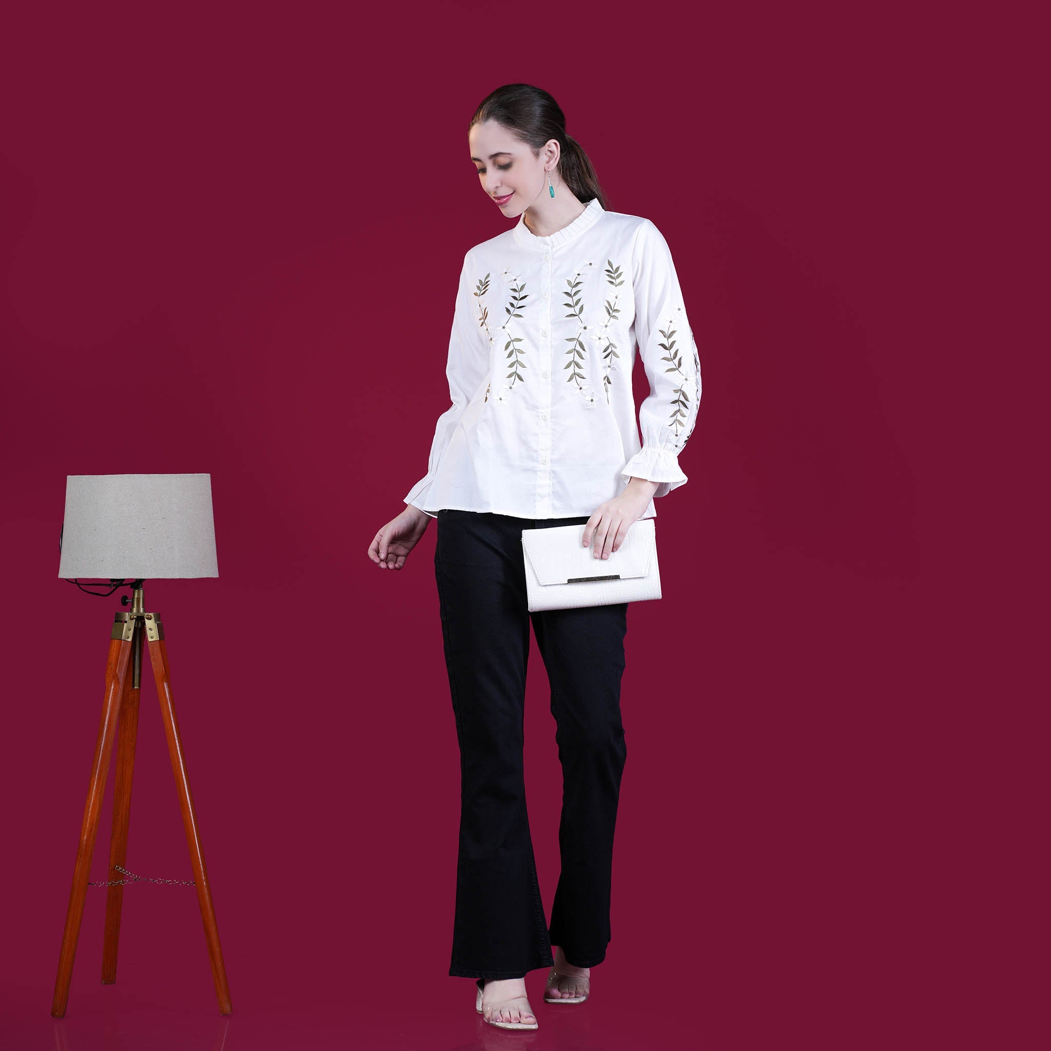 Embroidered Cotton Linen Tunic - White