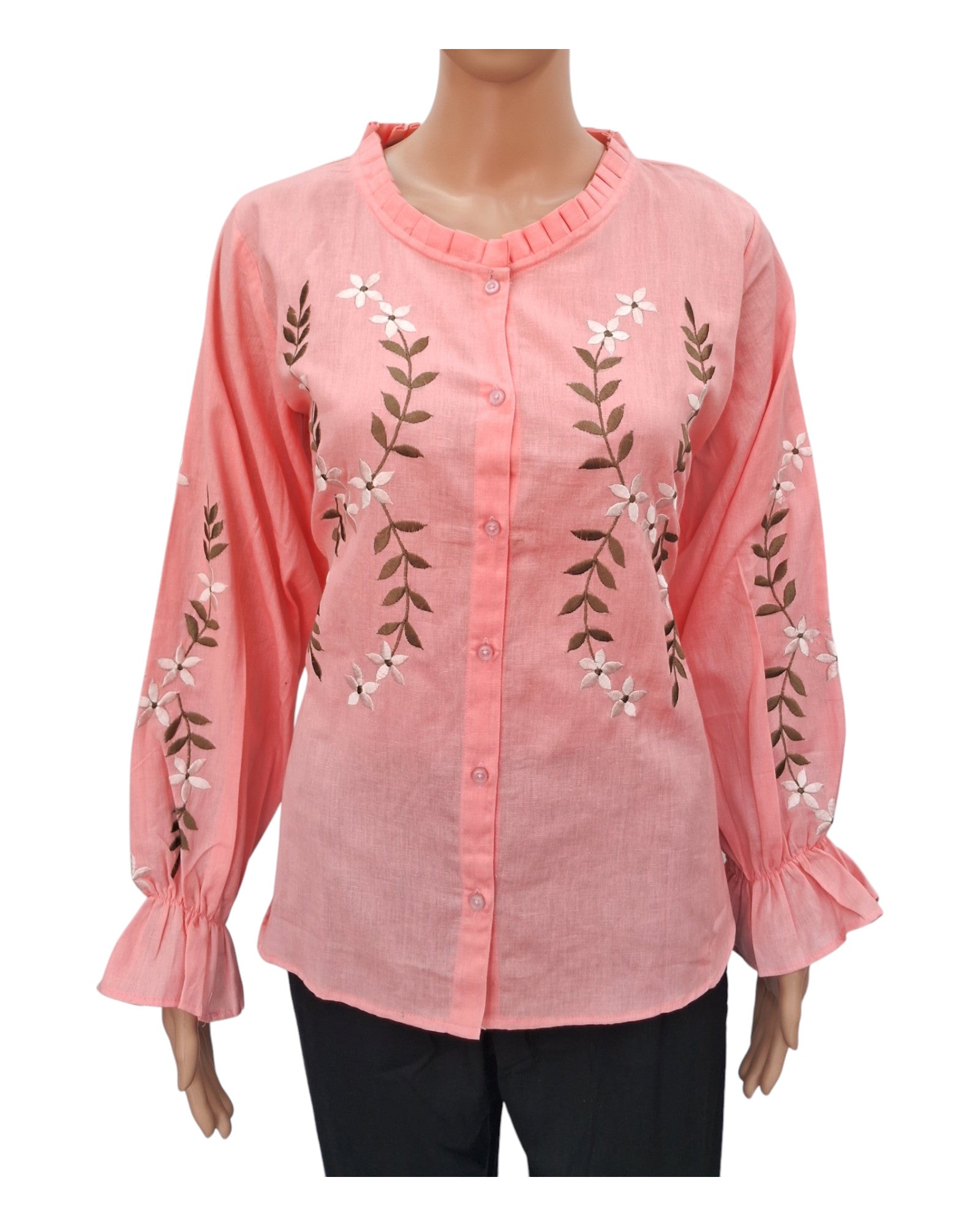 Buy Embroidered Cotton Linen Tunic in white – Tvahra