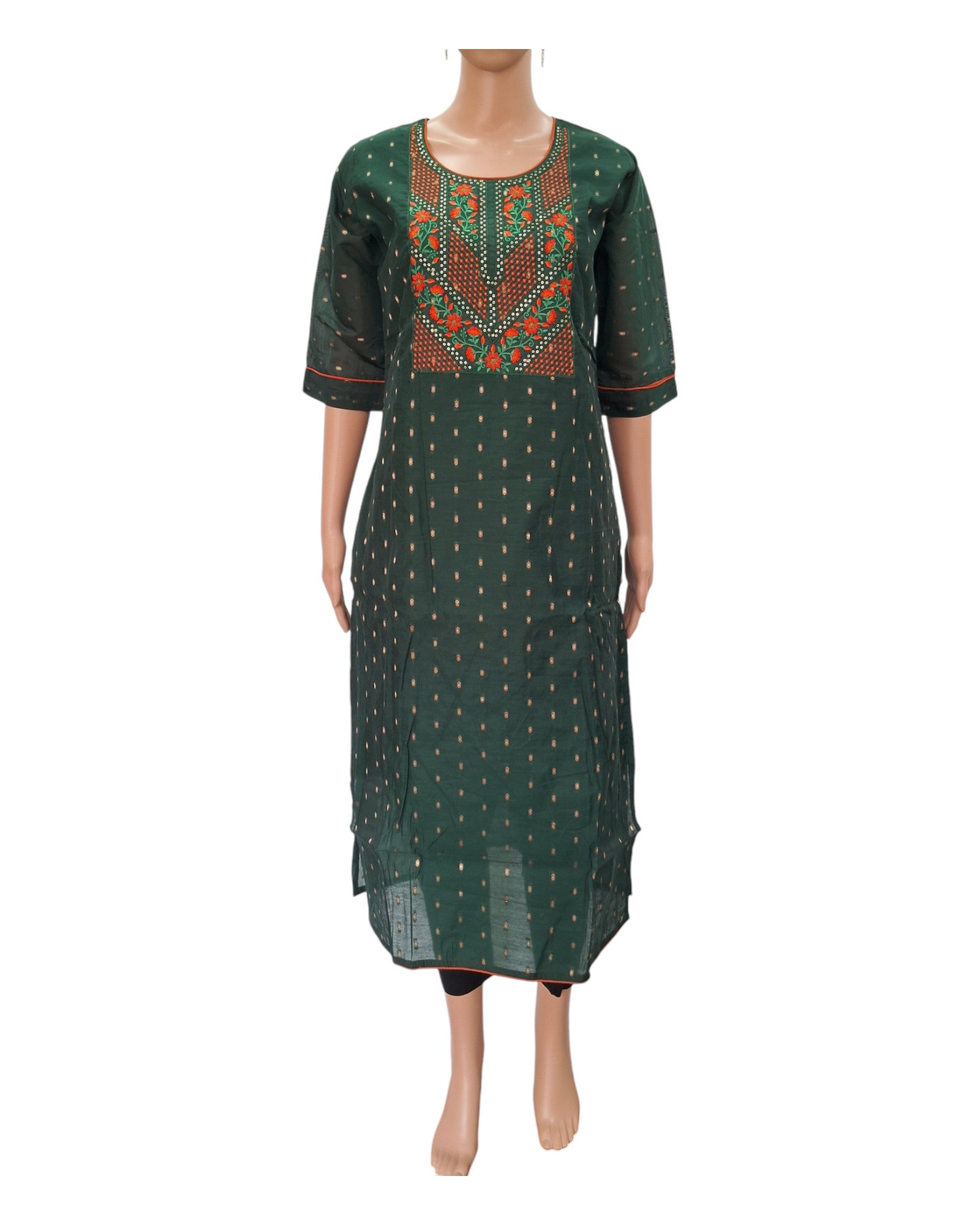 Buy Chanderi Silk Kurta With Embroidery in green – Tvahra