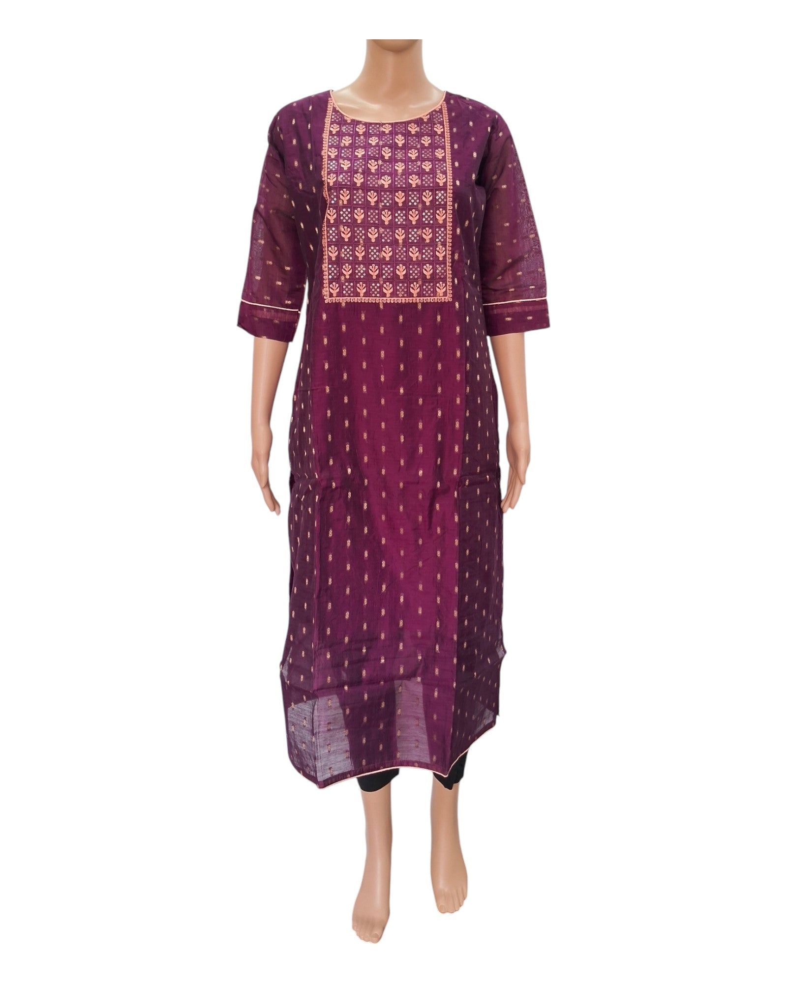 Buy Chanderi Silk Kurta With Embroidery in purple – Tvahra