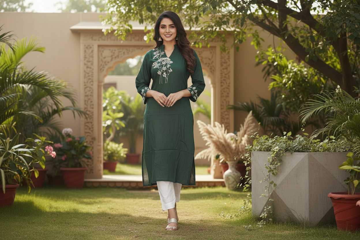 Embroidery Cotton Rayon Kurta