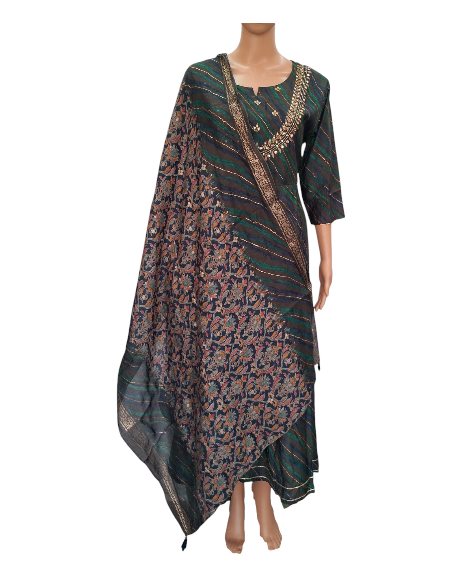 Buy Ethnic Chanderi Silk One Piece Dress With Dupatta – Tvahra