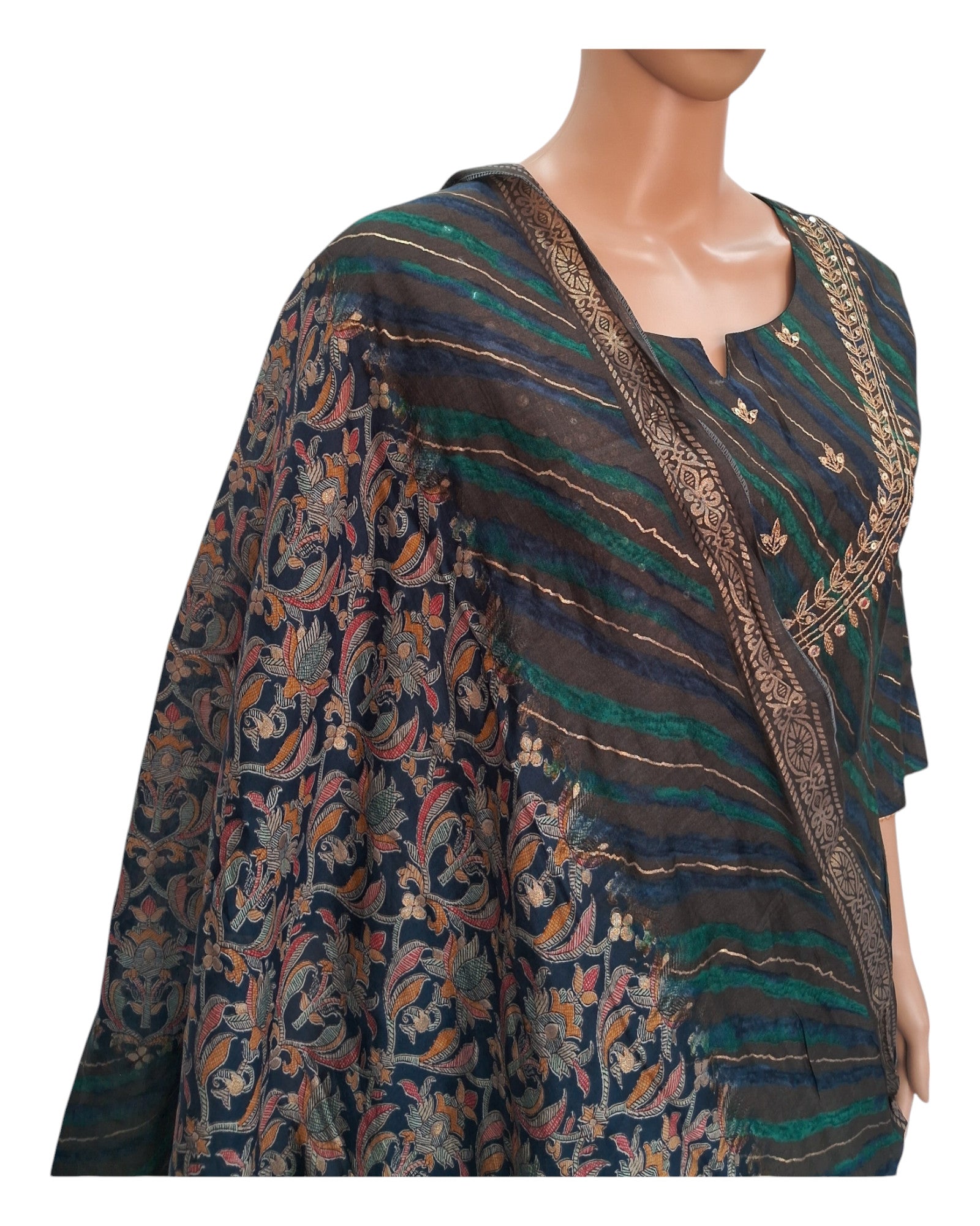 Buy Ethnic Chanderi Silk One Piece Dress With Dupatta – Tvahra