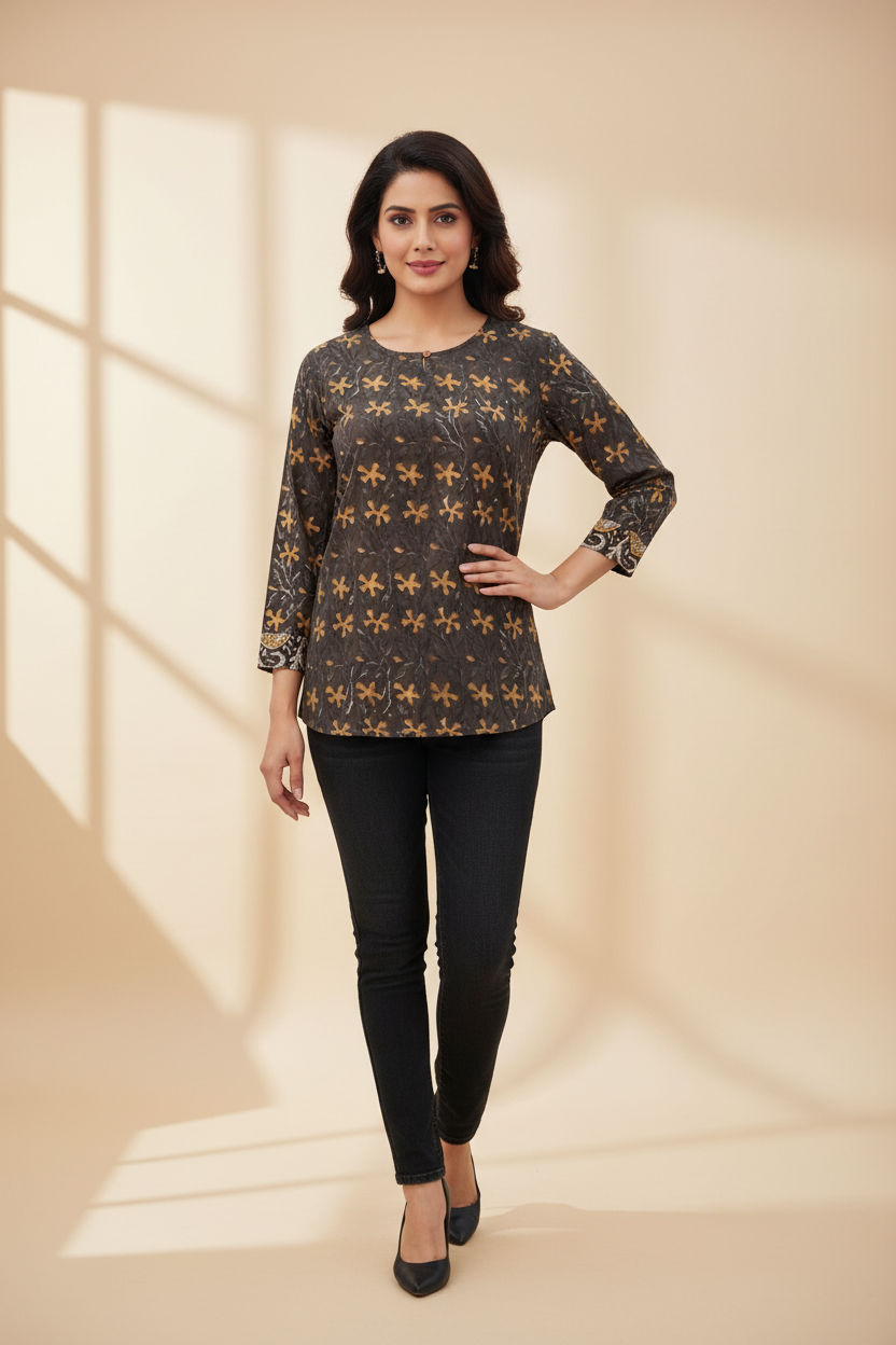 Simple Cotton Tunic With Button