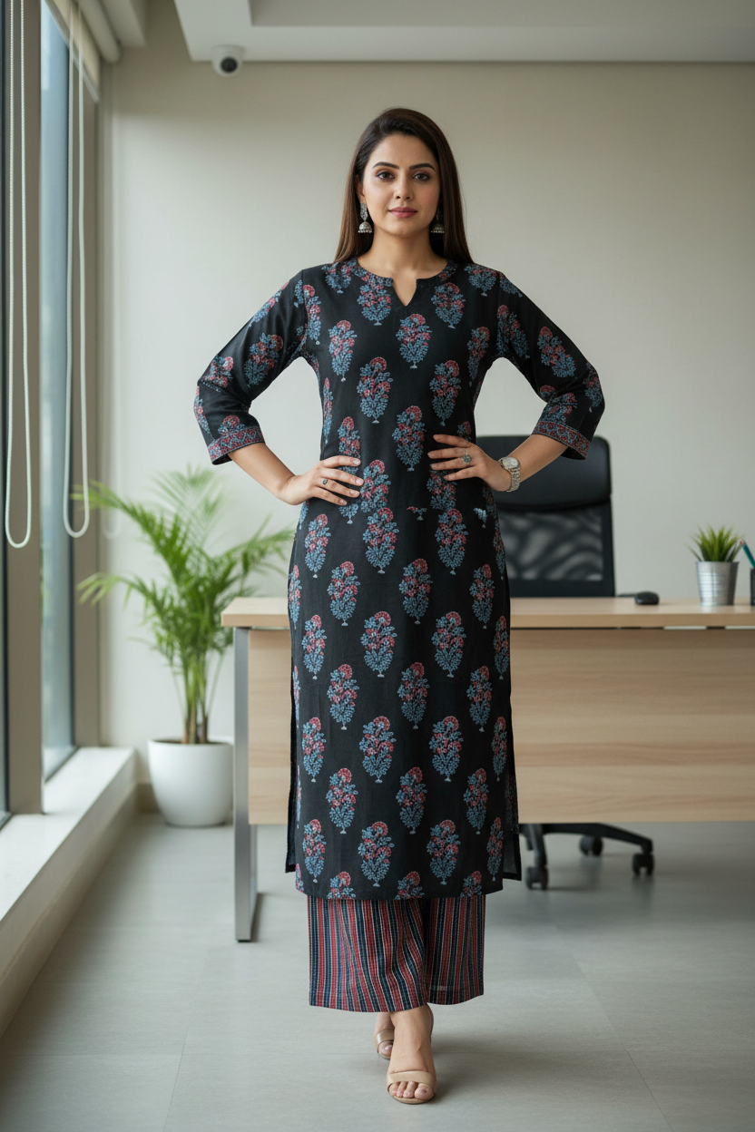 Gamthi Print Cotton Kurta Pant Set