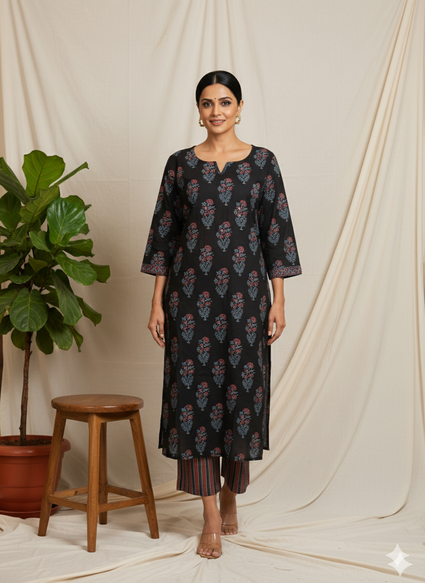 Gamthi Print Cotton Kurta Pant Set