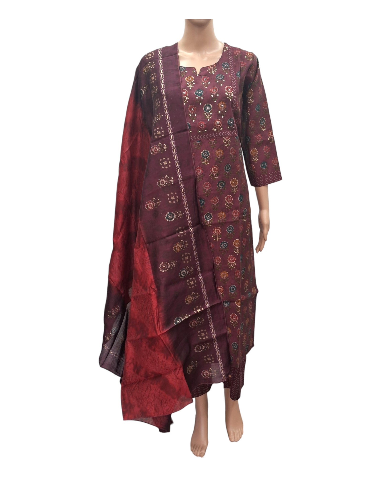 Buy Festive Wear Chanderi Silk Kurta Pant Dupatta Set – Tvahra