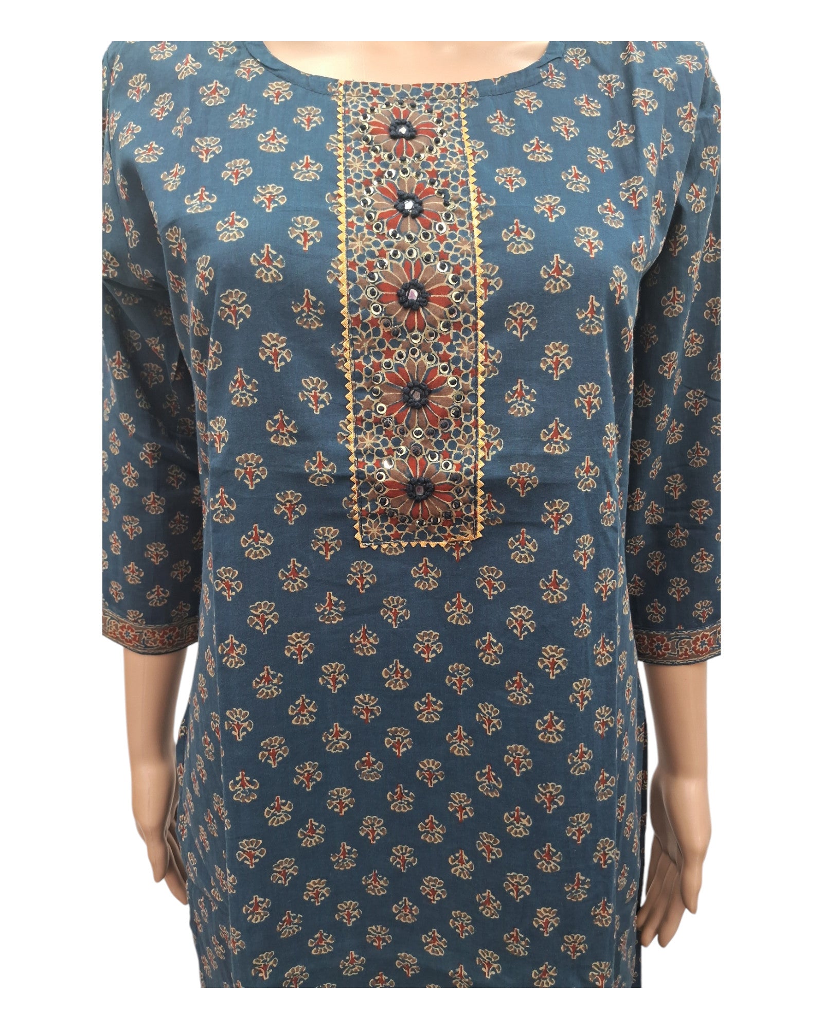 Buy Ajrakh Print Cotton Kurta Pant Dupatta Set – Tvahra