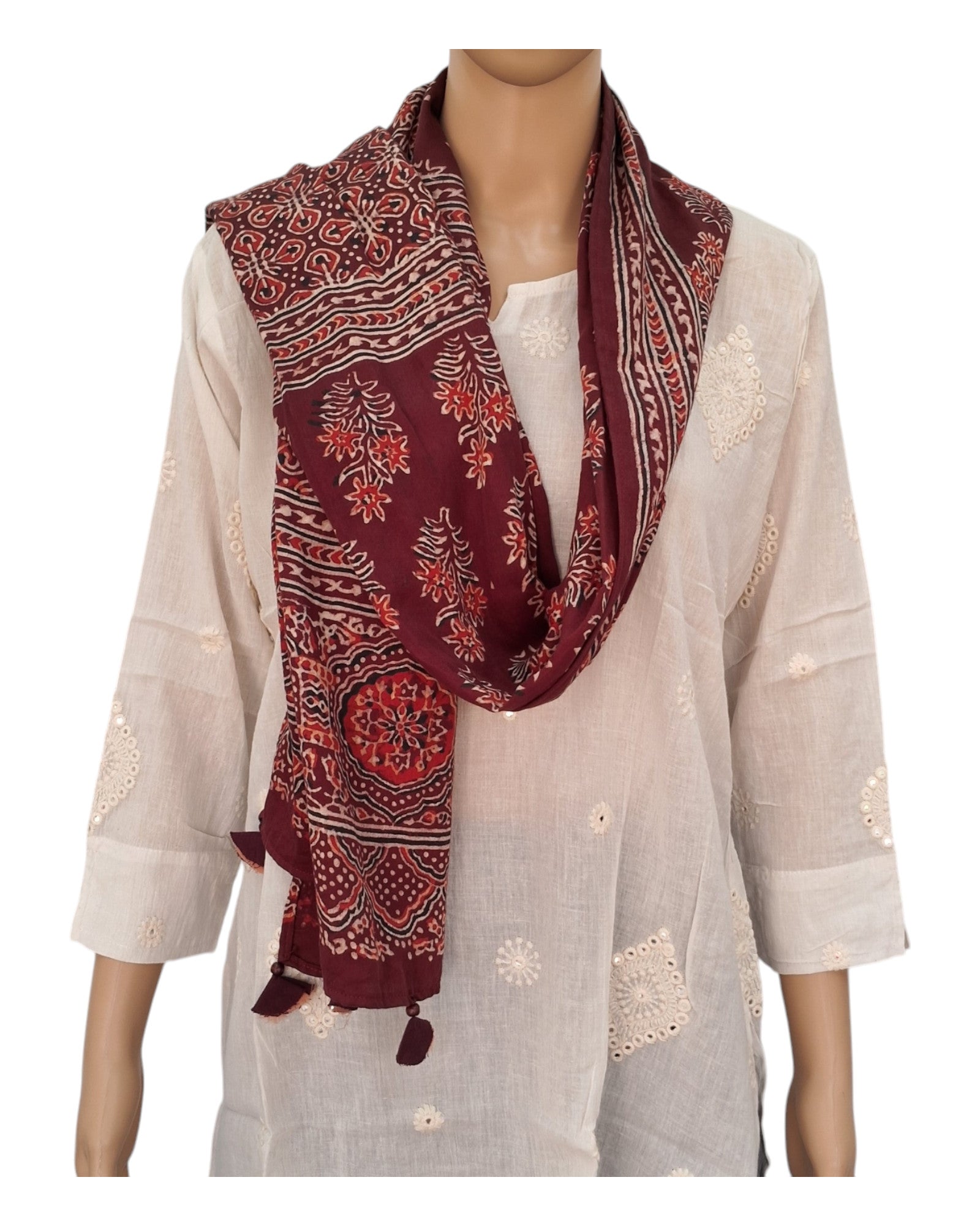 Ajrakh Print Cotton Satin Stole