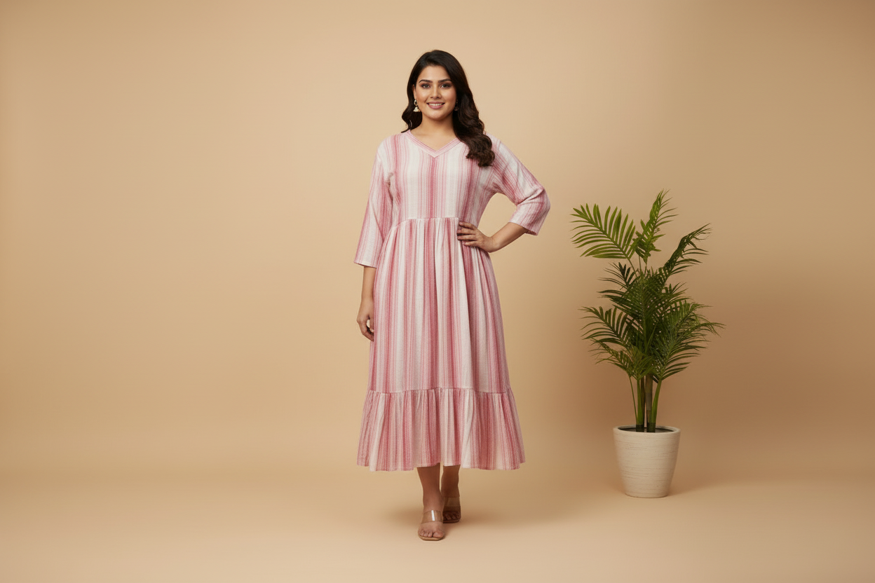 Cotton Linen One Piece Dress
