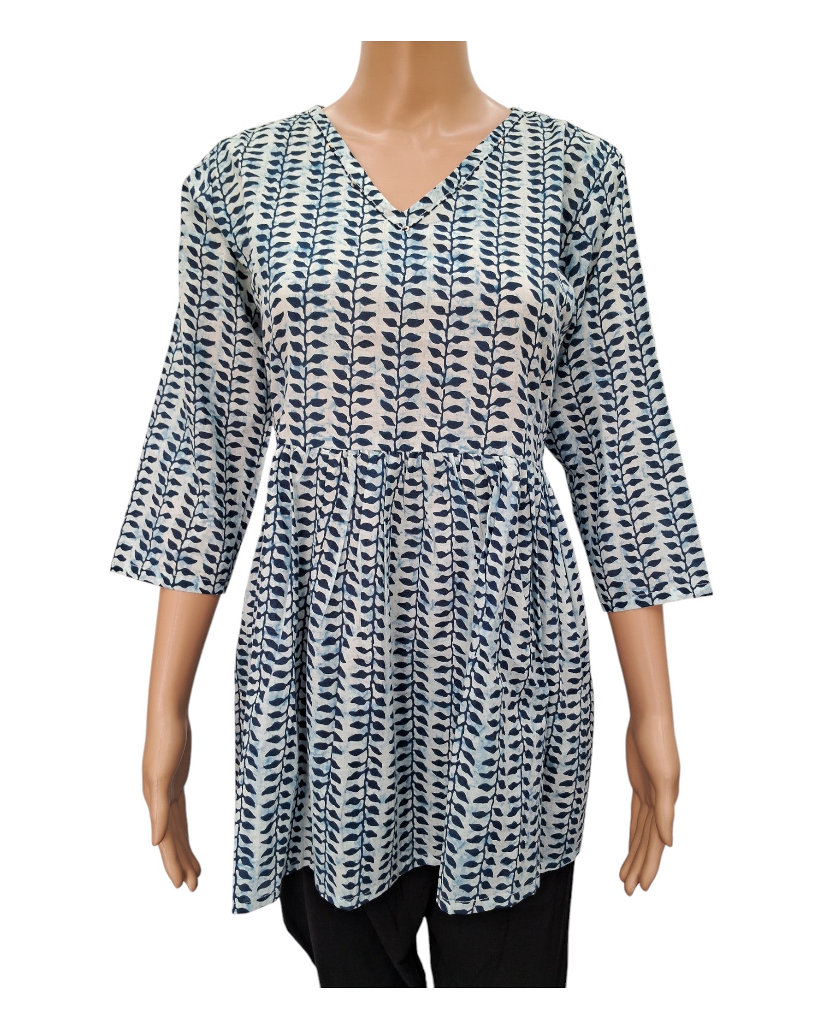 Buy Cotton Peplum Top With V Neck in white – Tvahra