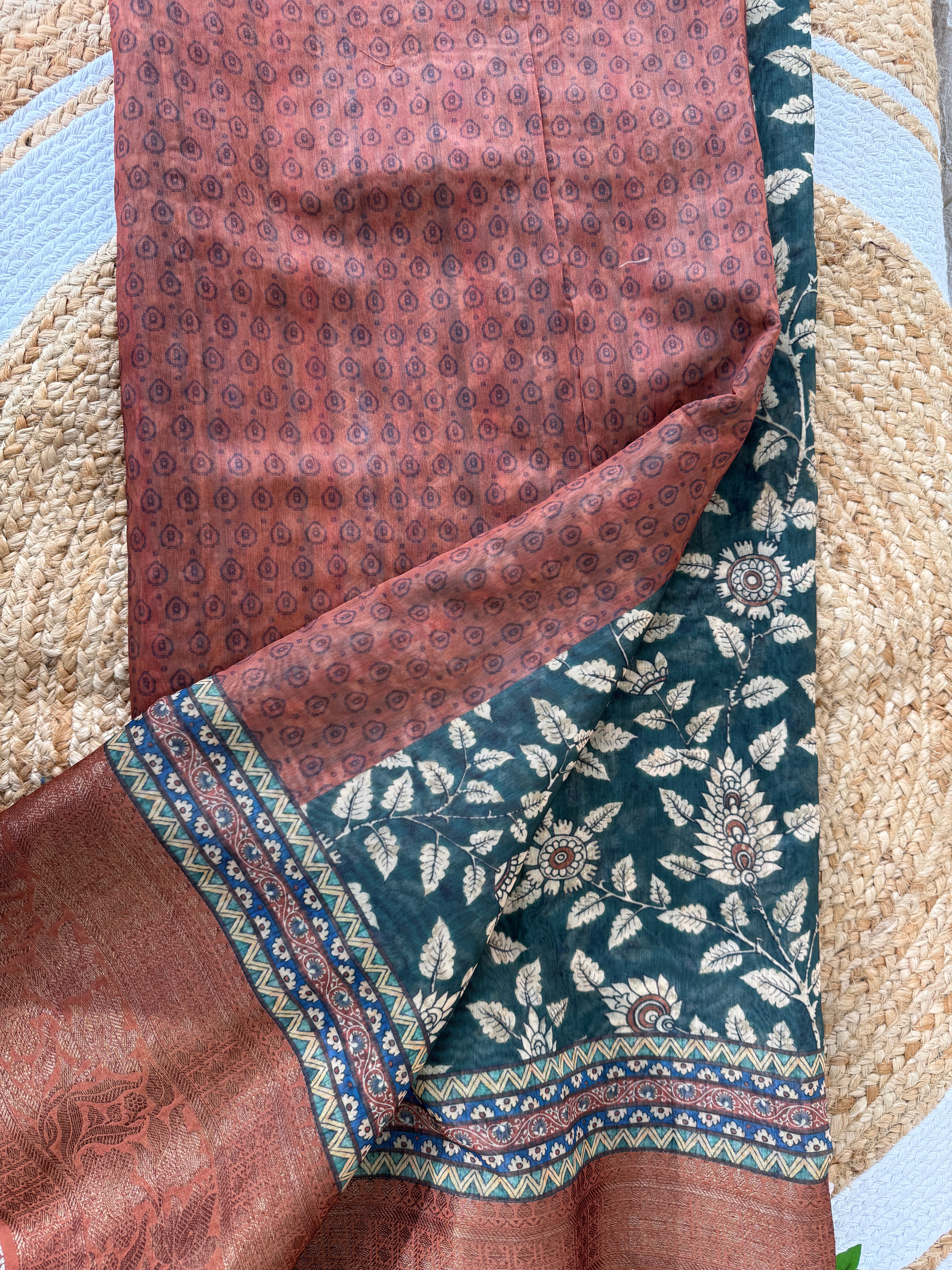 Floral Print Chanderi Cotton Saree