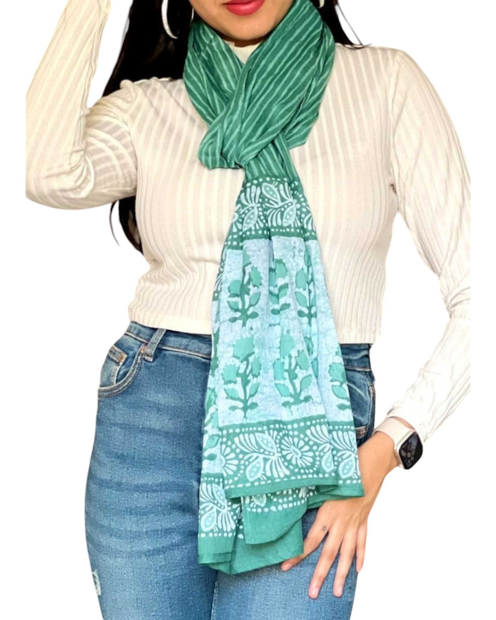 Buy Jaipur Print Mul Cotton Stole in white – Tvahra