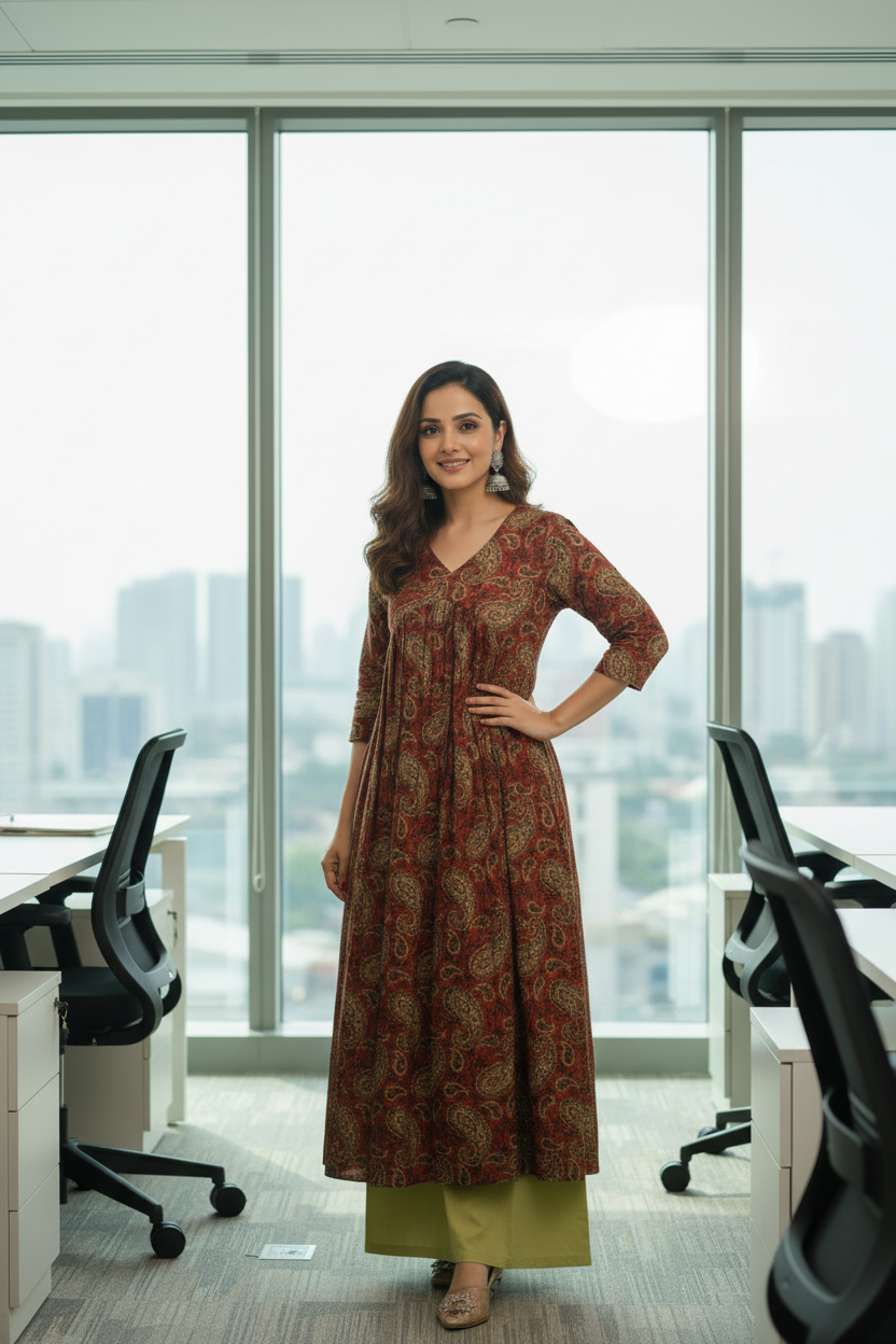Alia Cut Cotton Kurta With Pallazo Set