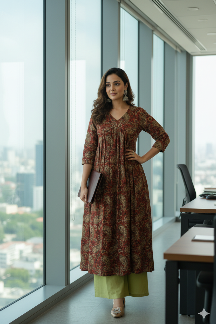 Alia Cut Cotton Kurta With Pallazo Set