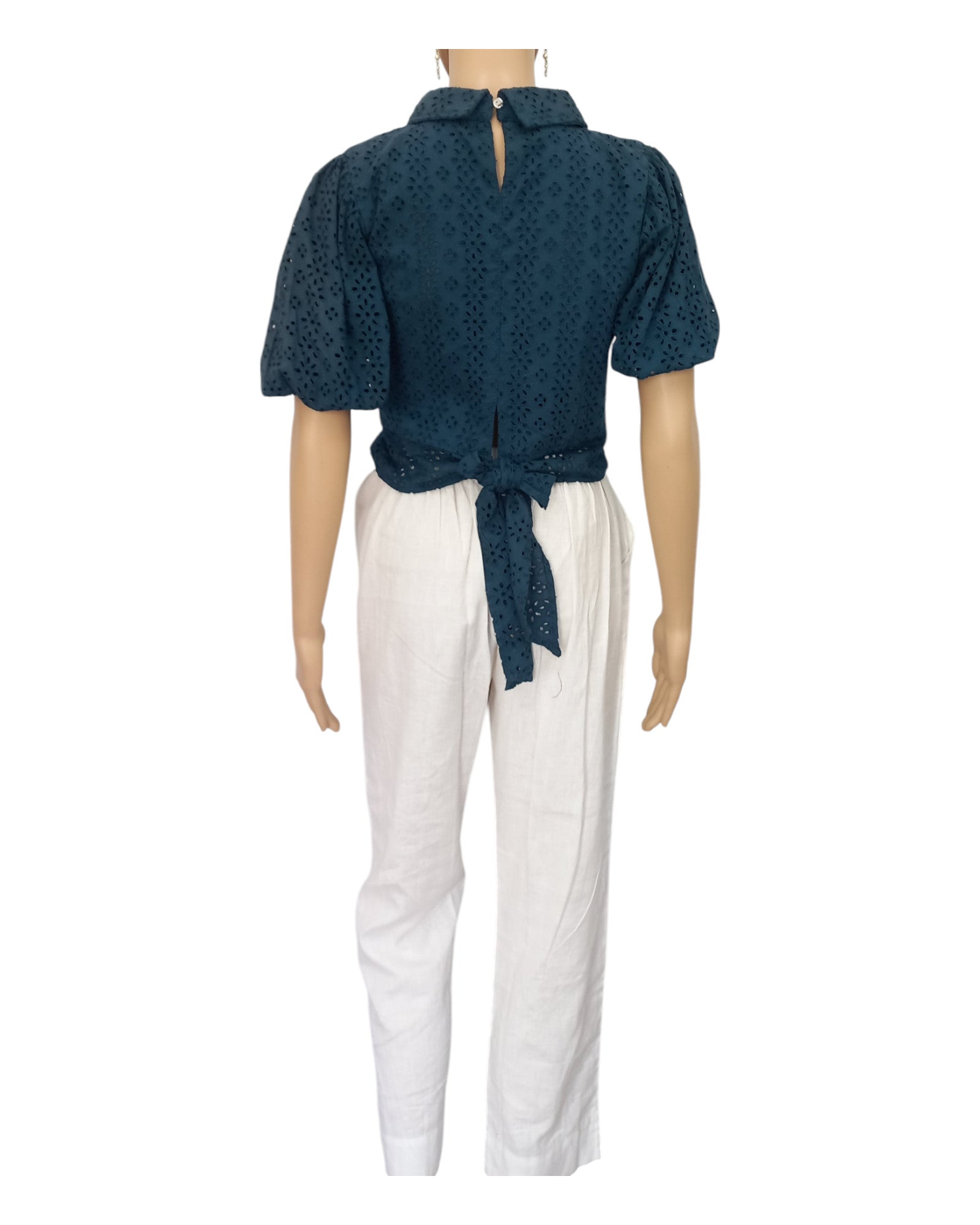Cotton Hakoba Crop Top With Bow