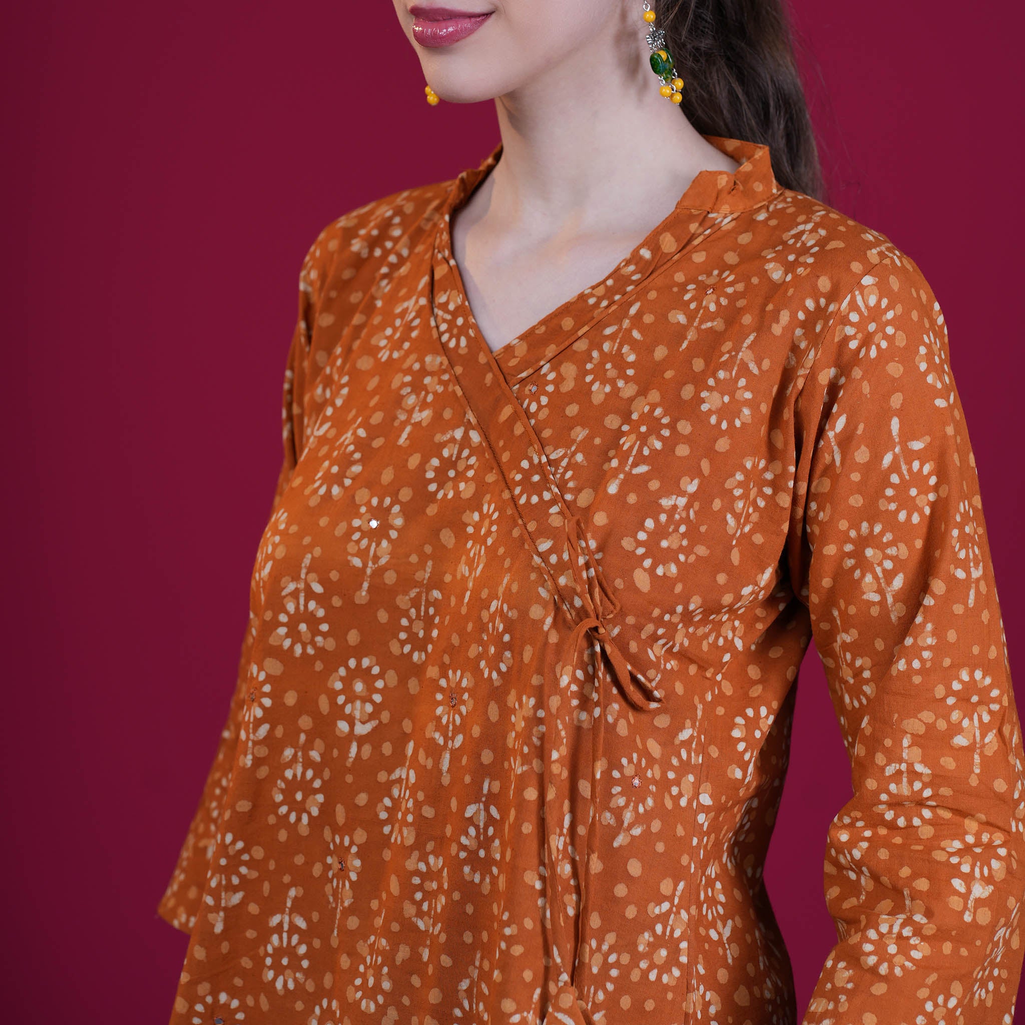 Dabu Print Angrakha Cotton Kurta