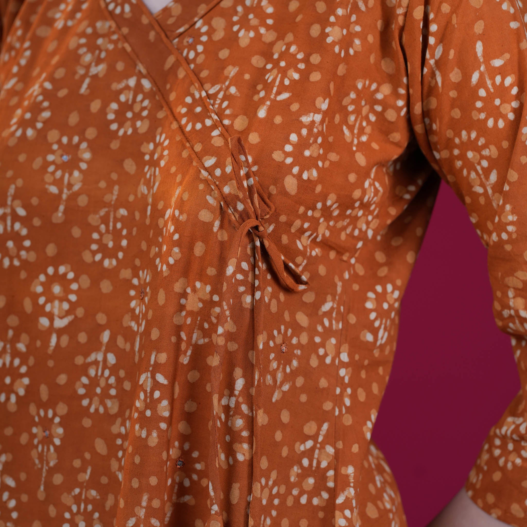 Dabu Print Angrakha Cotton Kurta