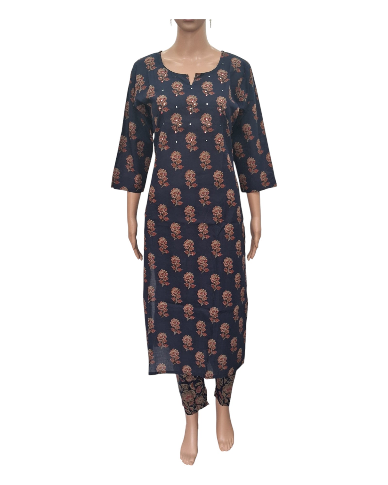 Floral Print Cotton Kurta Pant Dupatta Set