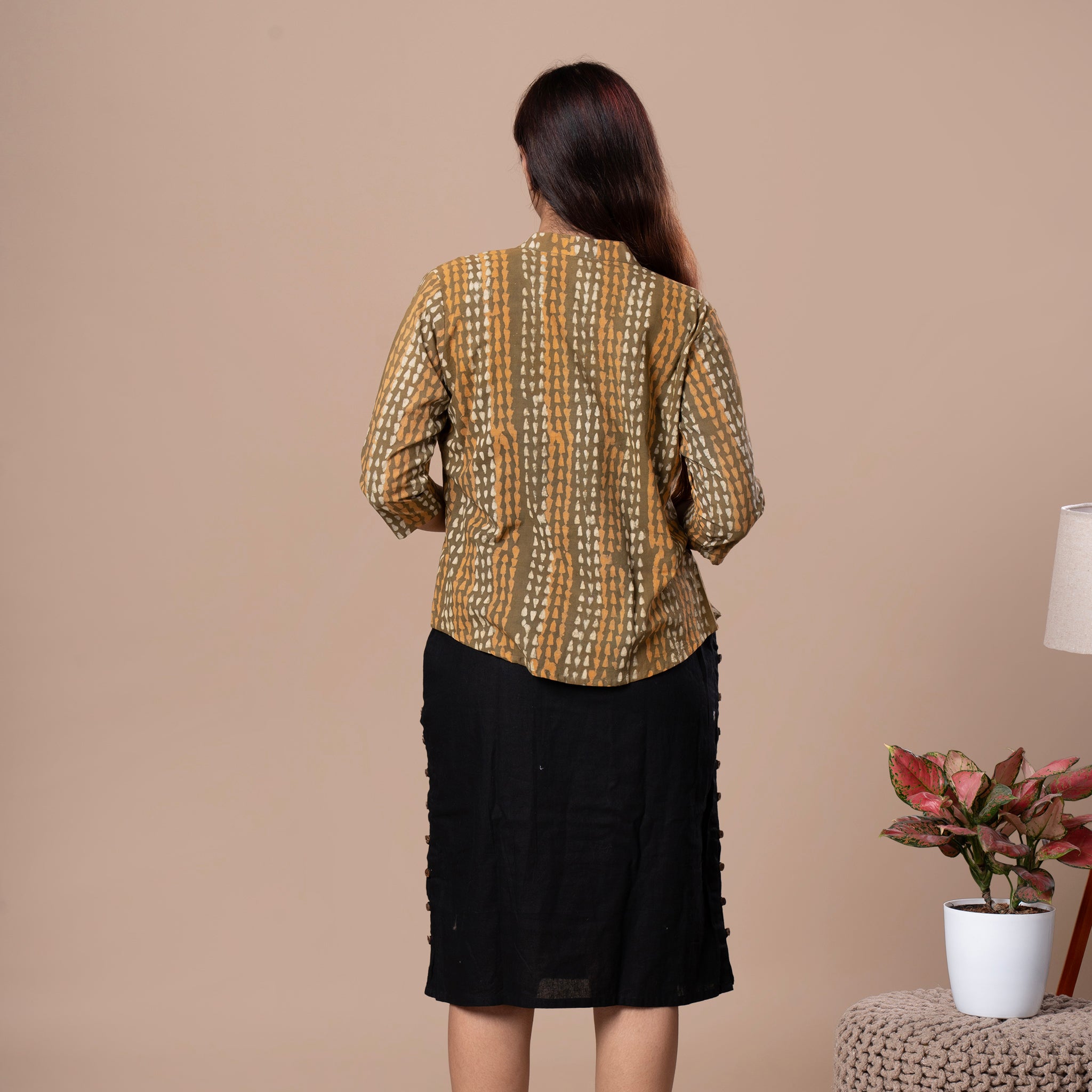 Sleeveless Dress With Block Printed Shrug