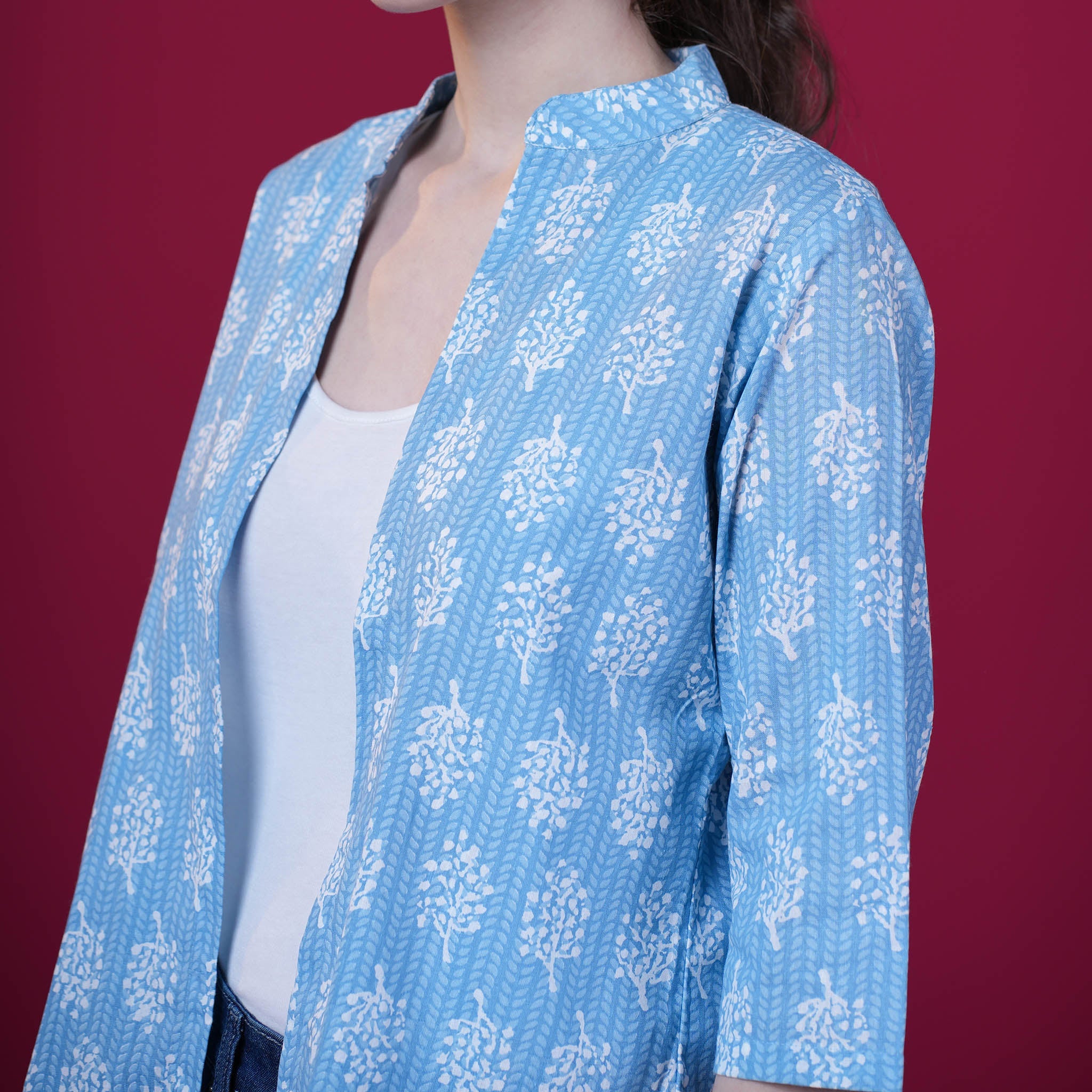 Cotton Printed Short Shrug - Yellow