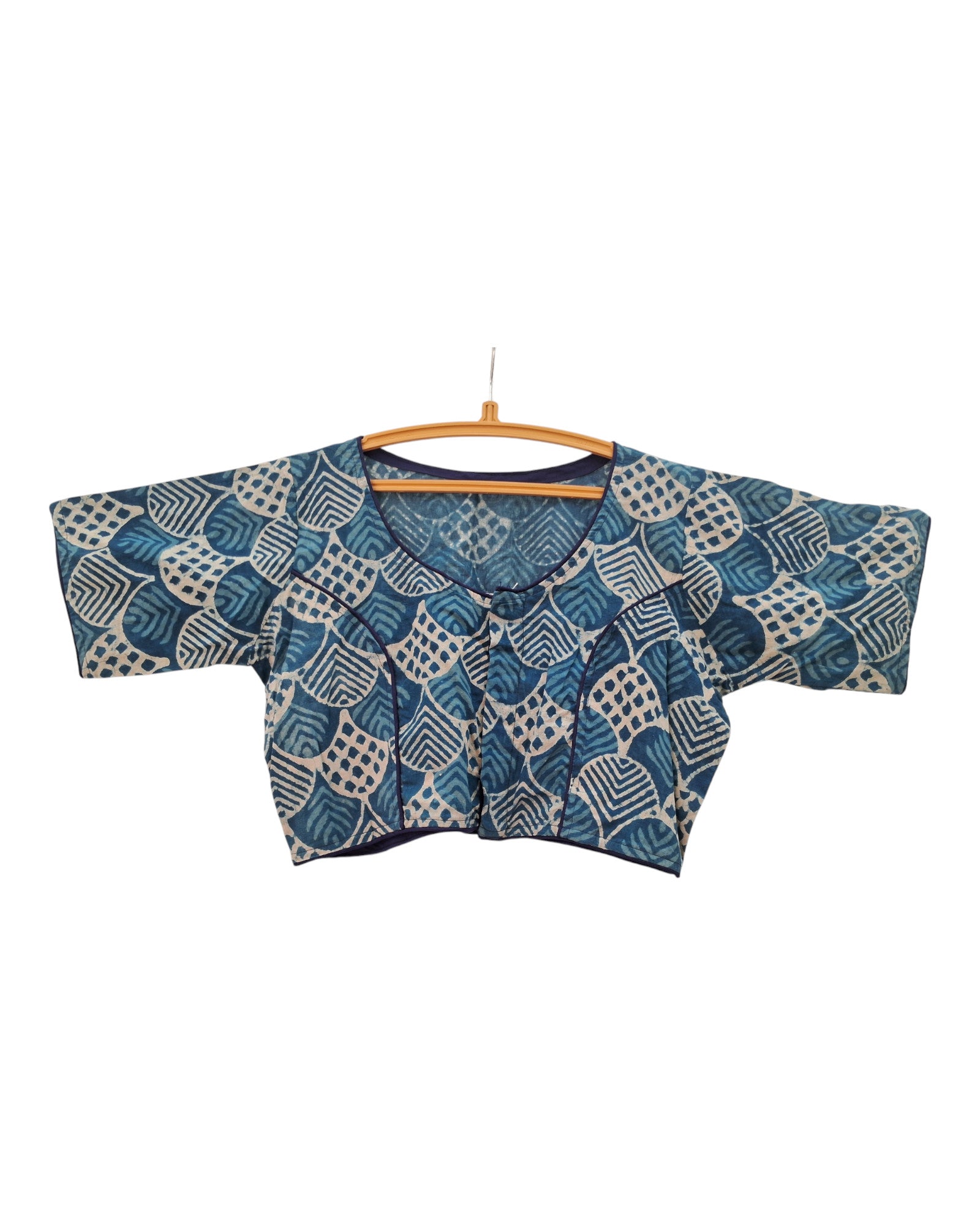 Buy Indigo Dabu Print Cotton Blouse – Tvahra