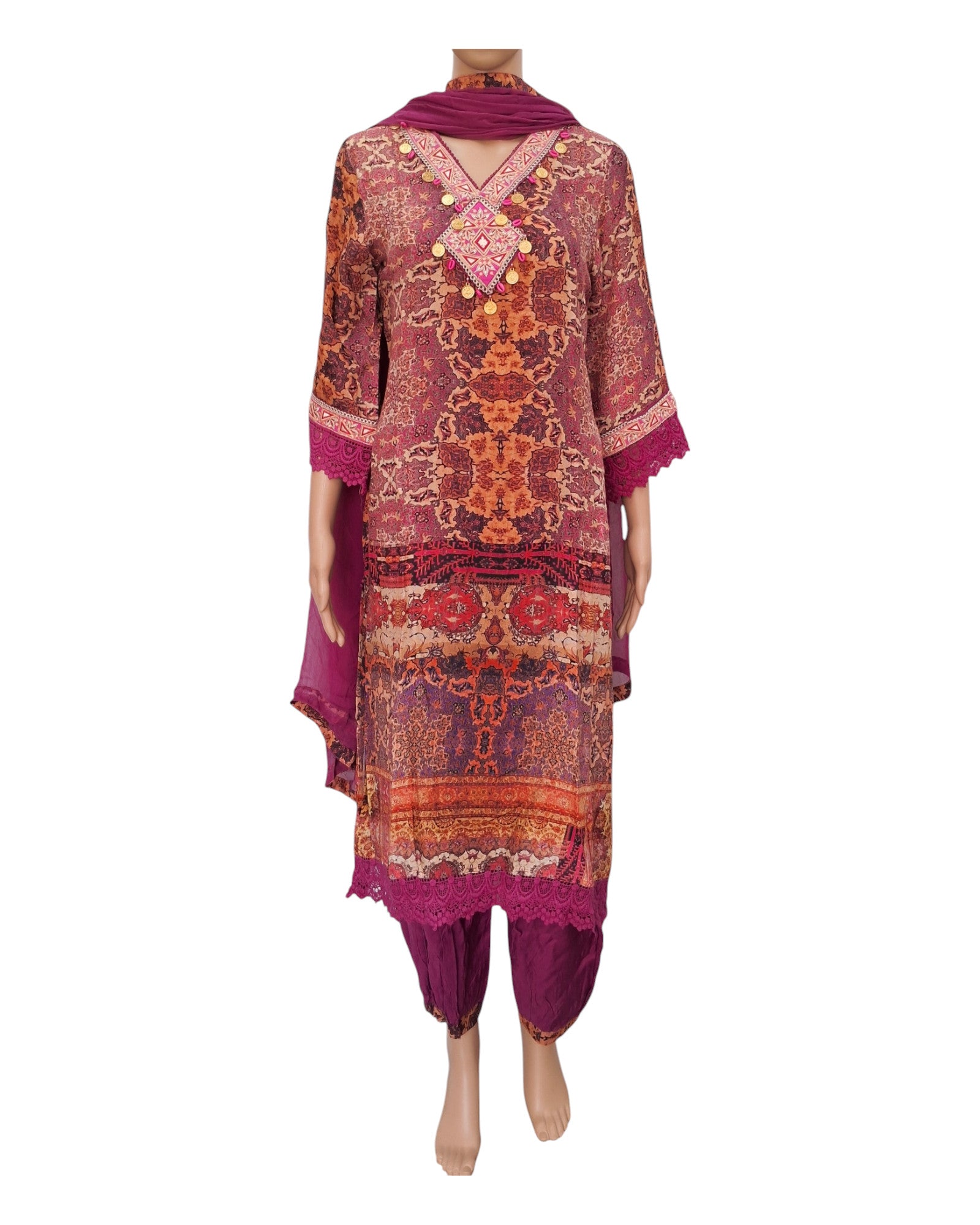 Buy Muslin Kurta Pant Dupatta Set With Afghan Pant – Tvahra