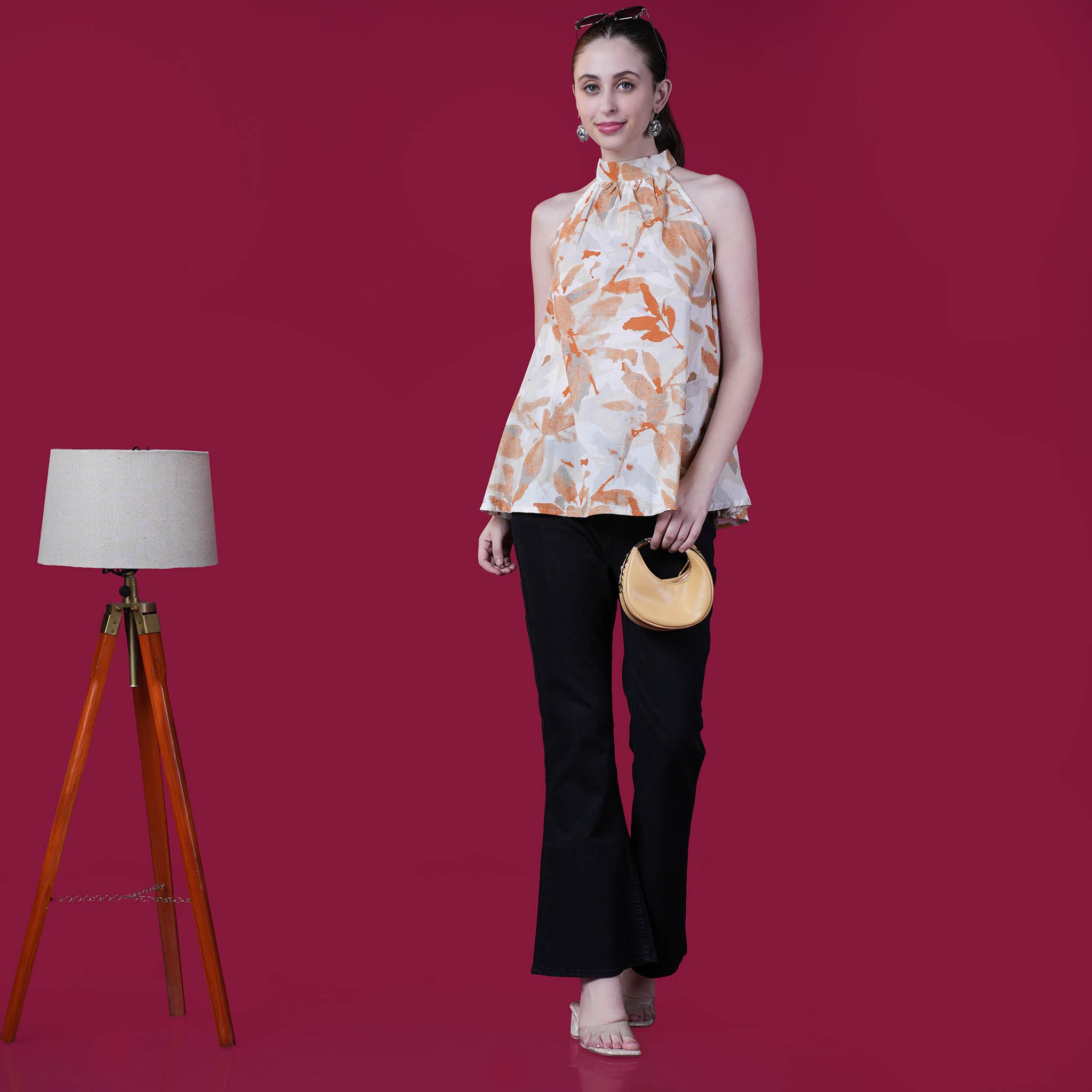 Halter Neck Flared Cotton Top