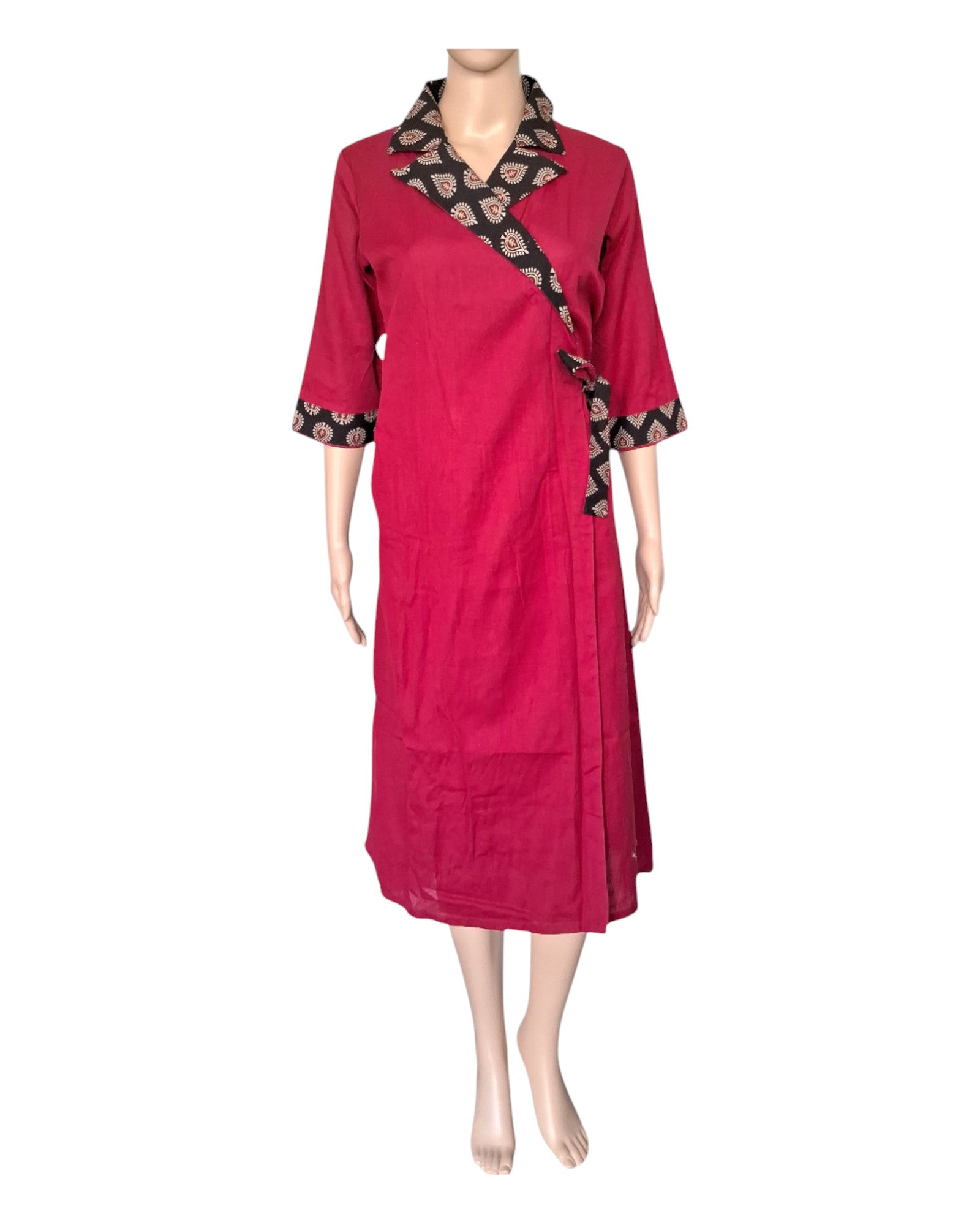 Buy Wrapper Dress With Collar Flex Cotton Ajrakh One Piece Dress in  – Tvahra