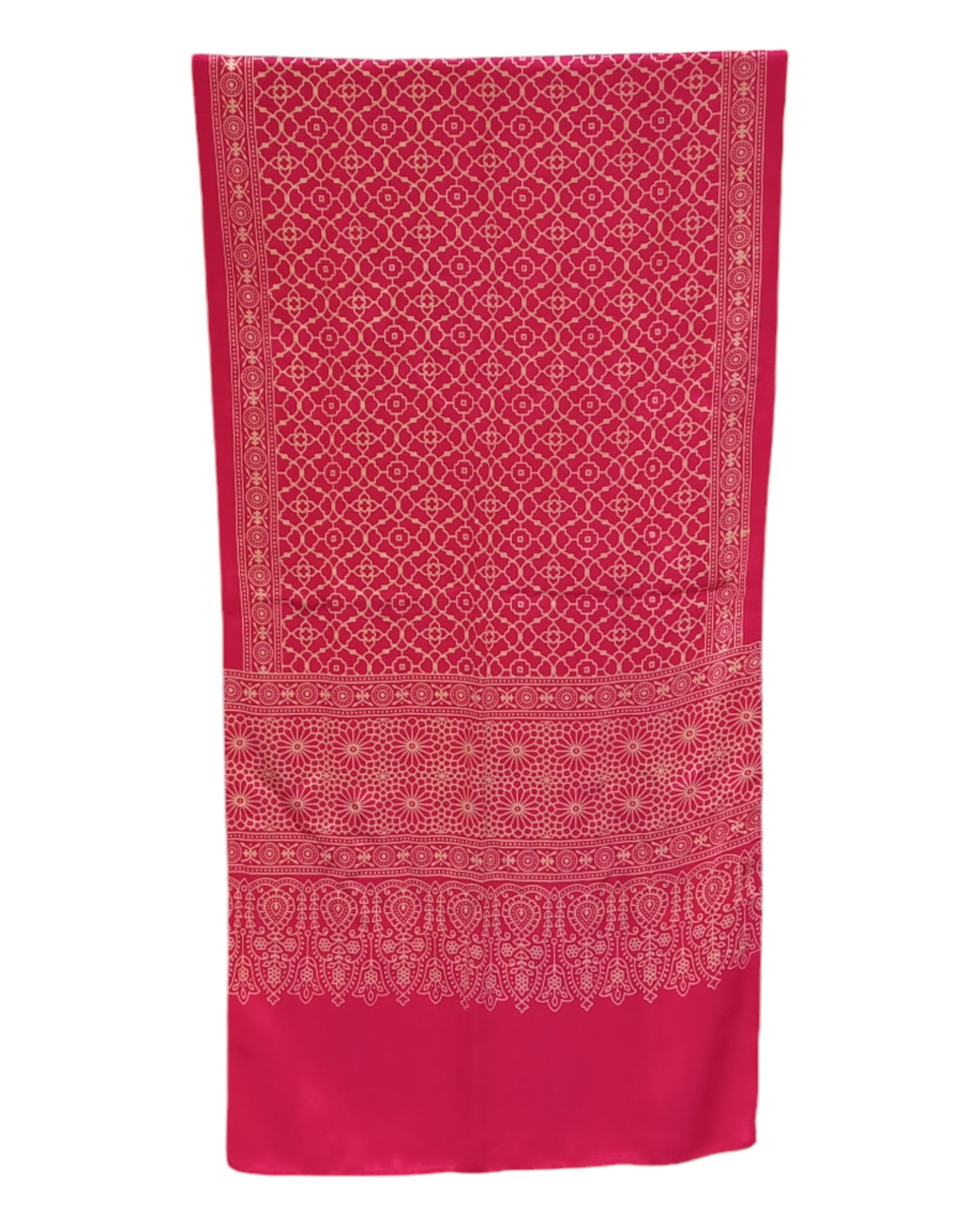 Buy Ajrakh Print Mashru Silk Stole in magenta – Tvahra
