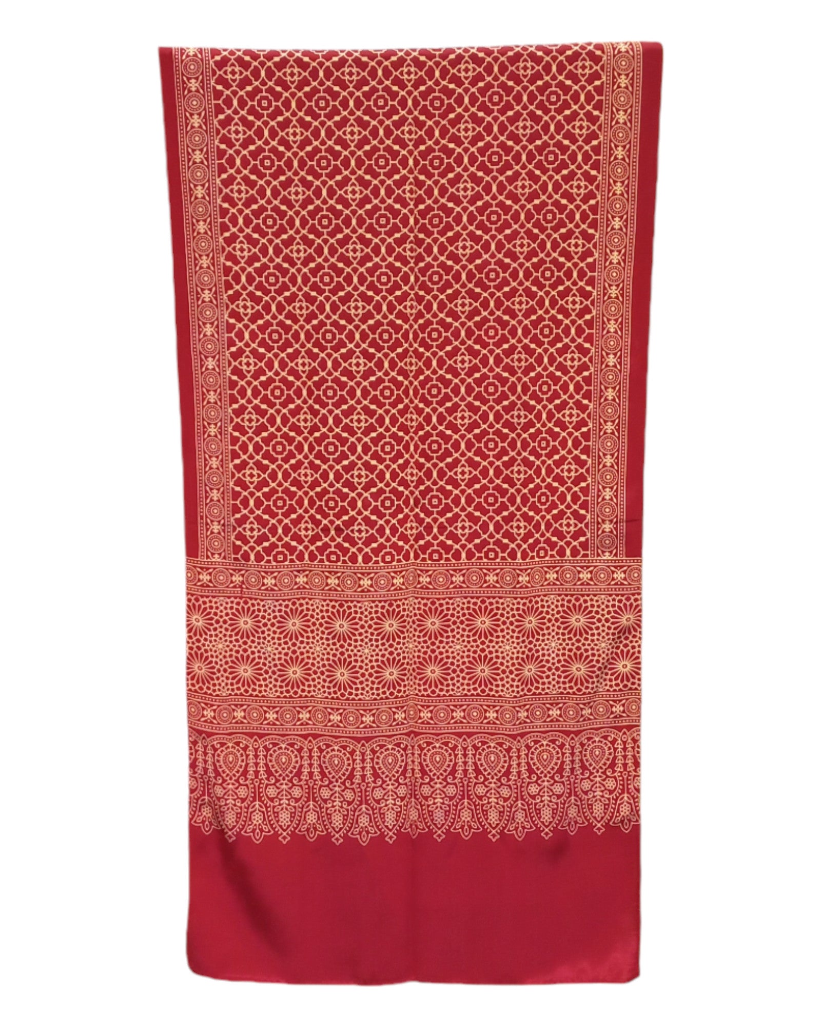 Buy Ajrakh Print Mashru Silk Stole in green – Tvahra