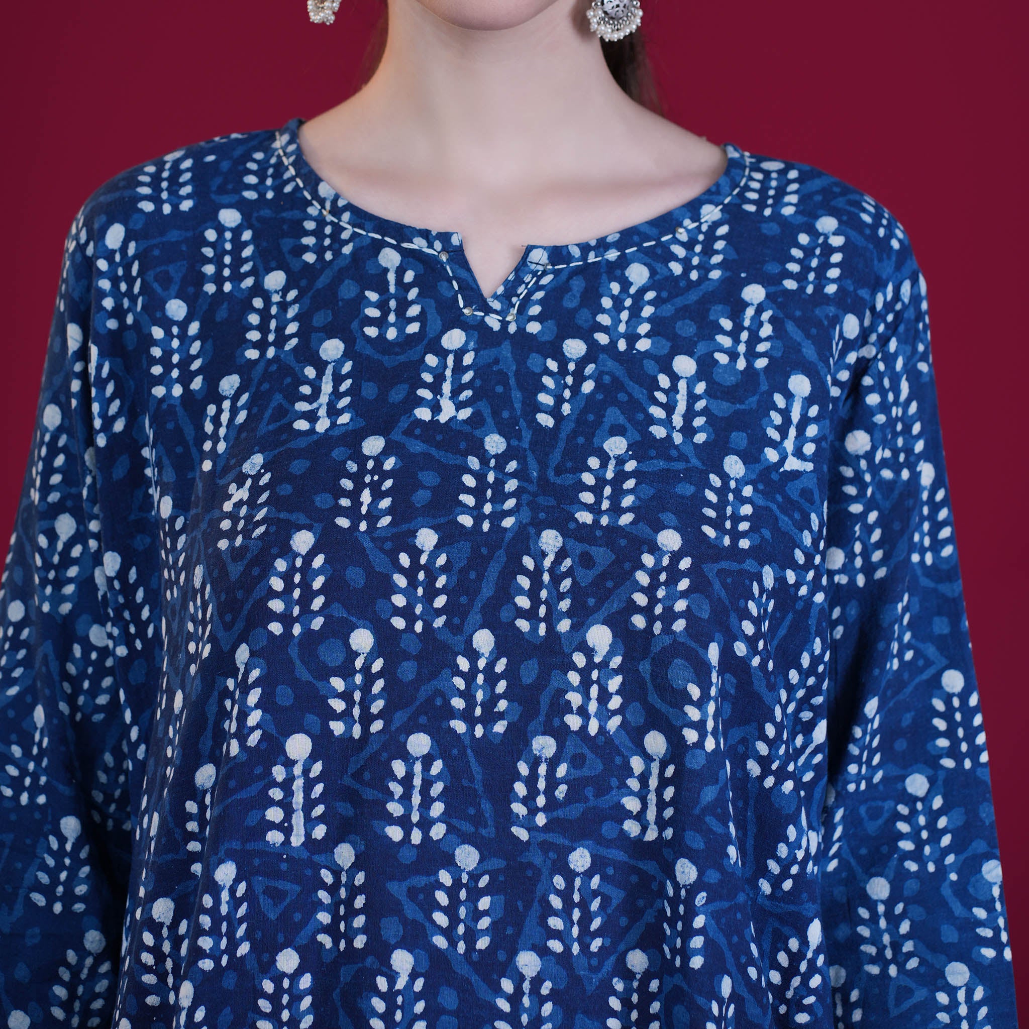 Indigo Dabu Print Cotton Kurta