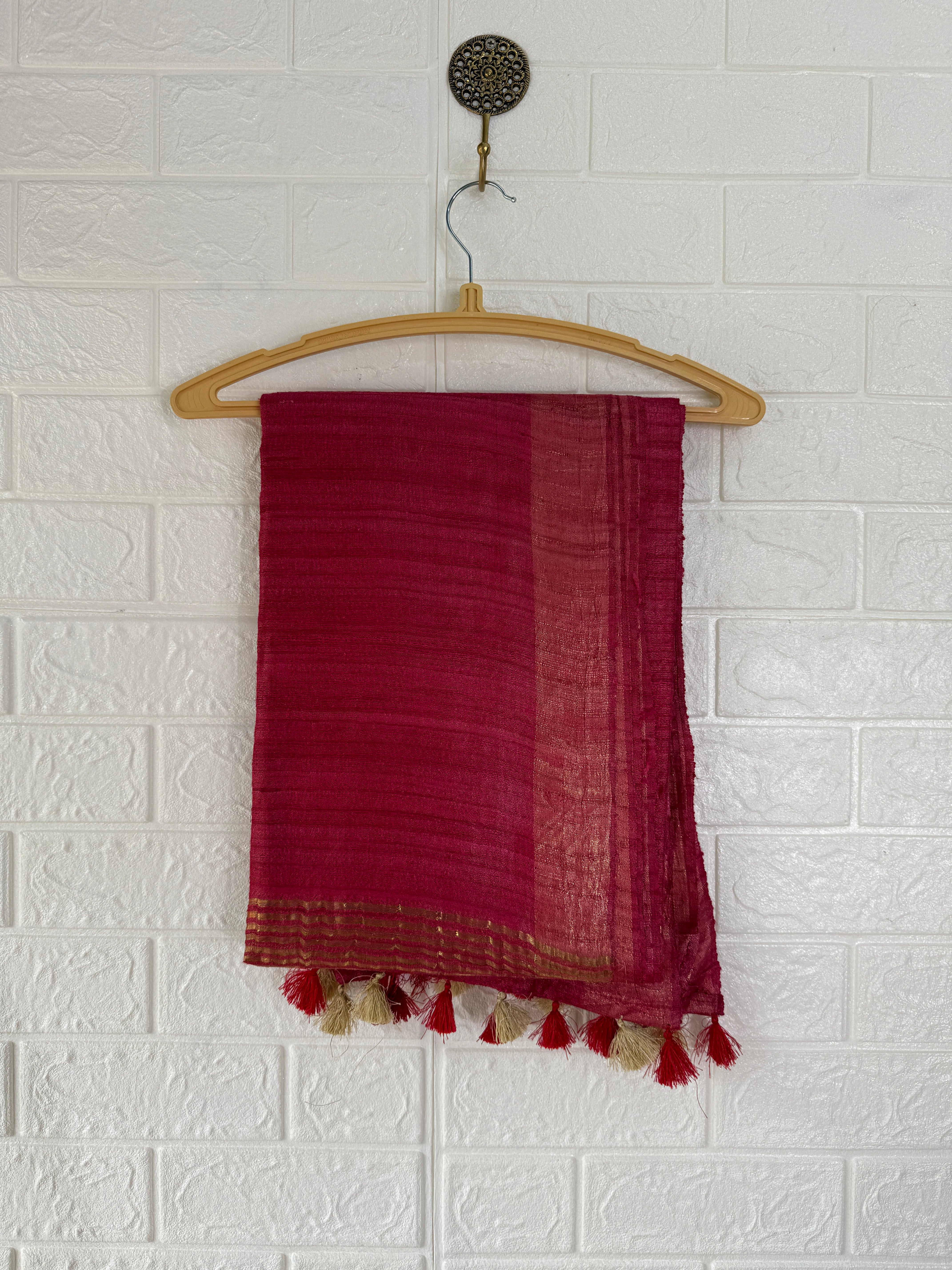 Plain Tussar Geecha Silk Saree