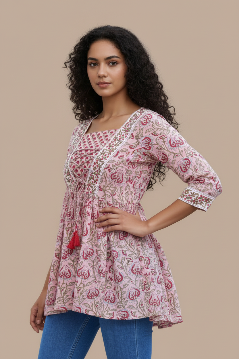 Women's A Line Cotton Tunic Floral Print