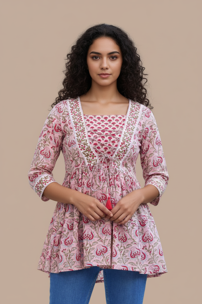 Women's A Line Cotton Tunic Floral Print