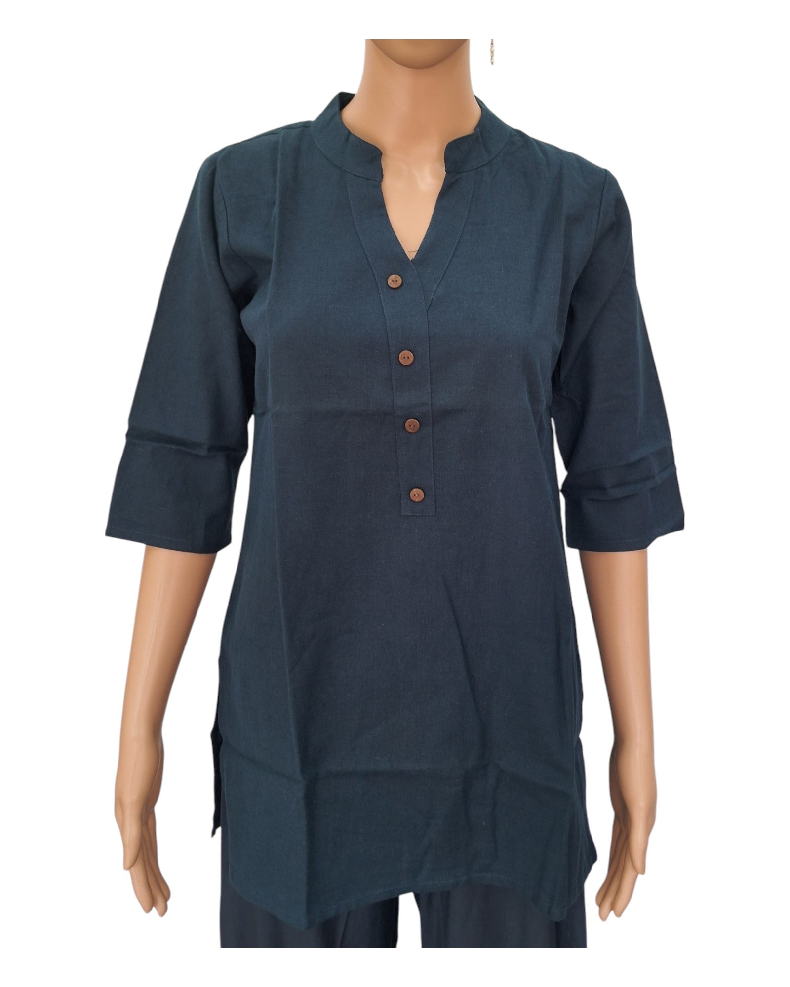 Buy Asian Collar Flex Cotton Tunic in wine – Tvahra