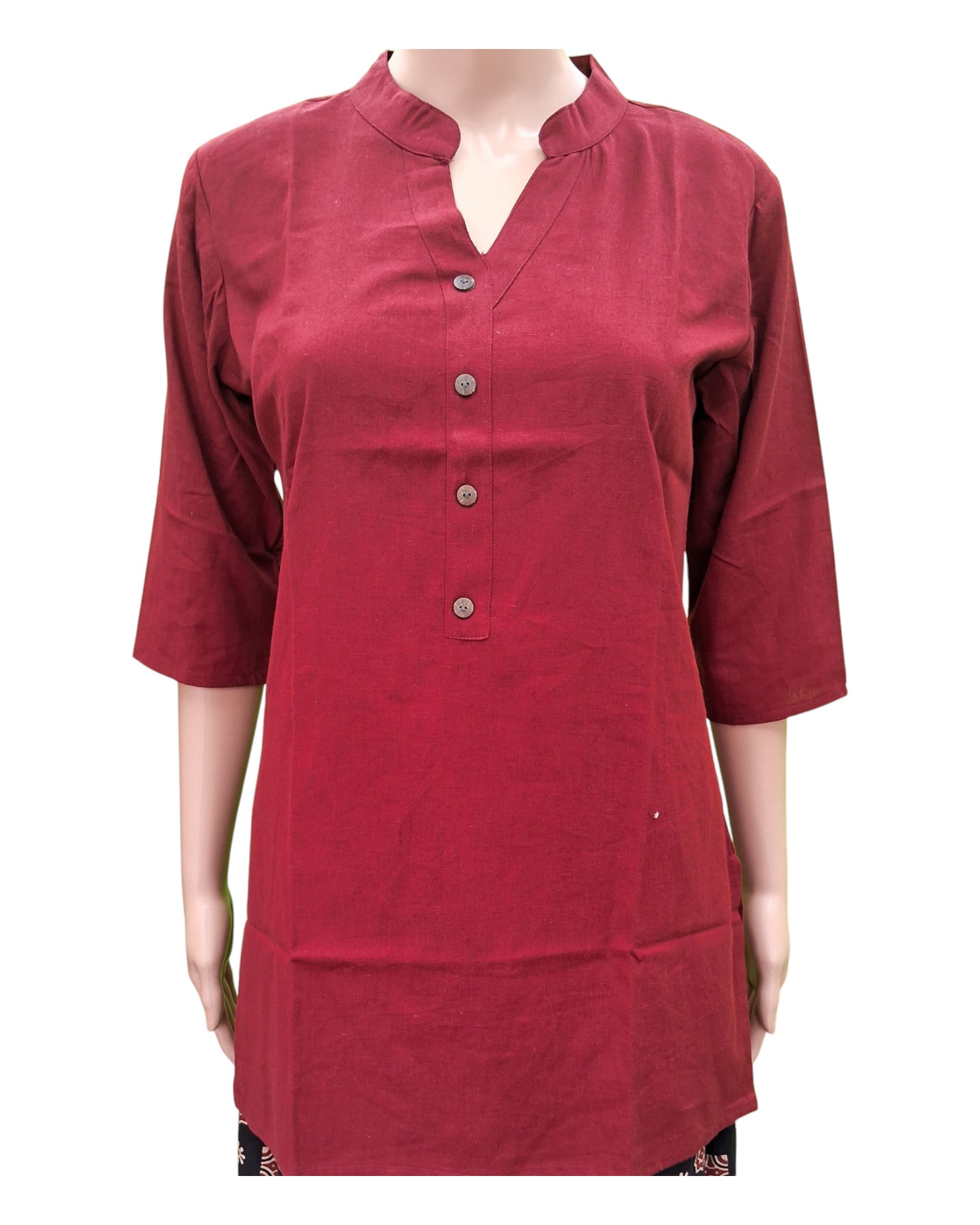 Buy Asian Collar Flex Cotton Tunic in navy – Tvahra