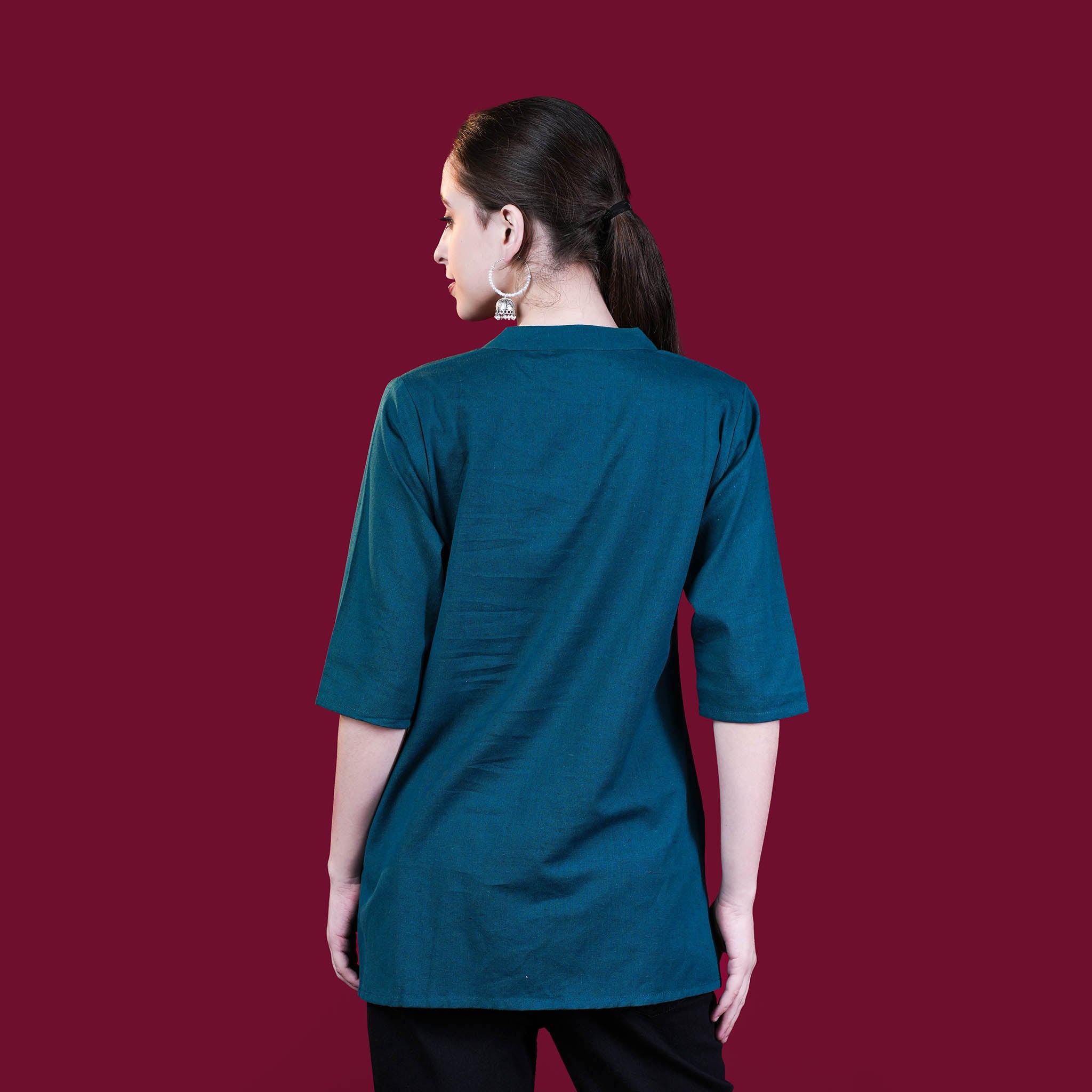 Asian Collar Flex Cotton Tunic