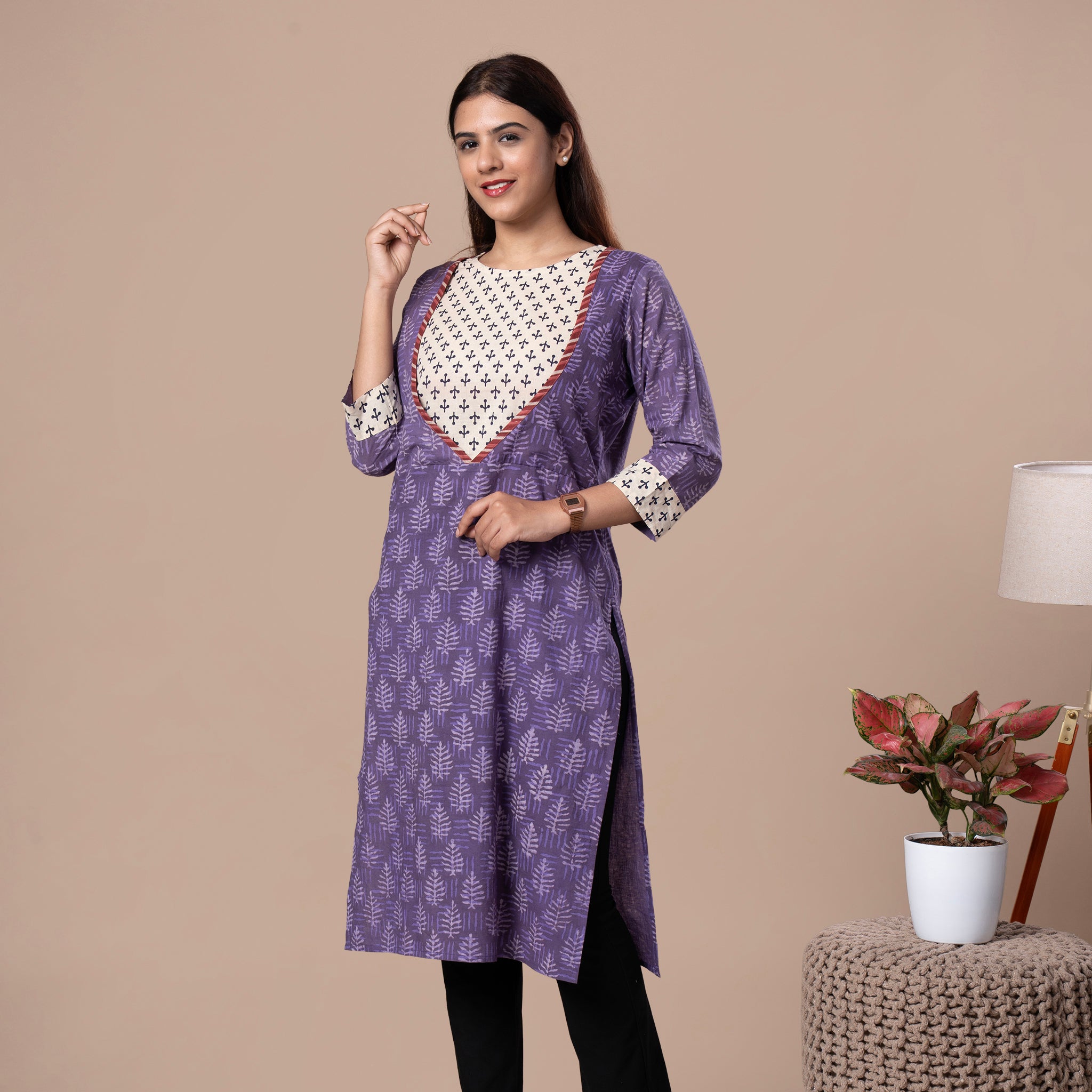 Dabu Ajrakh Fusion Cotton Kurta