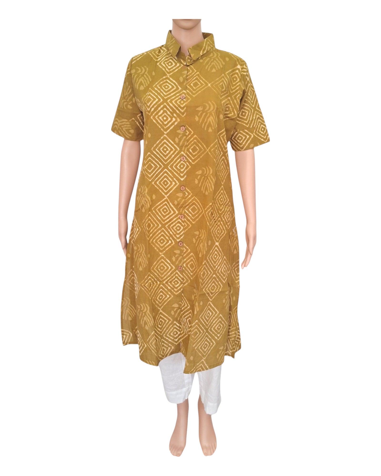 Buy Dabu Print Collar Cotton Kurta – Tvahra