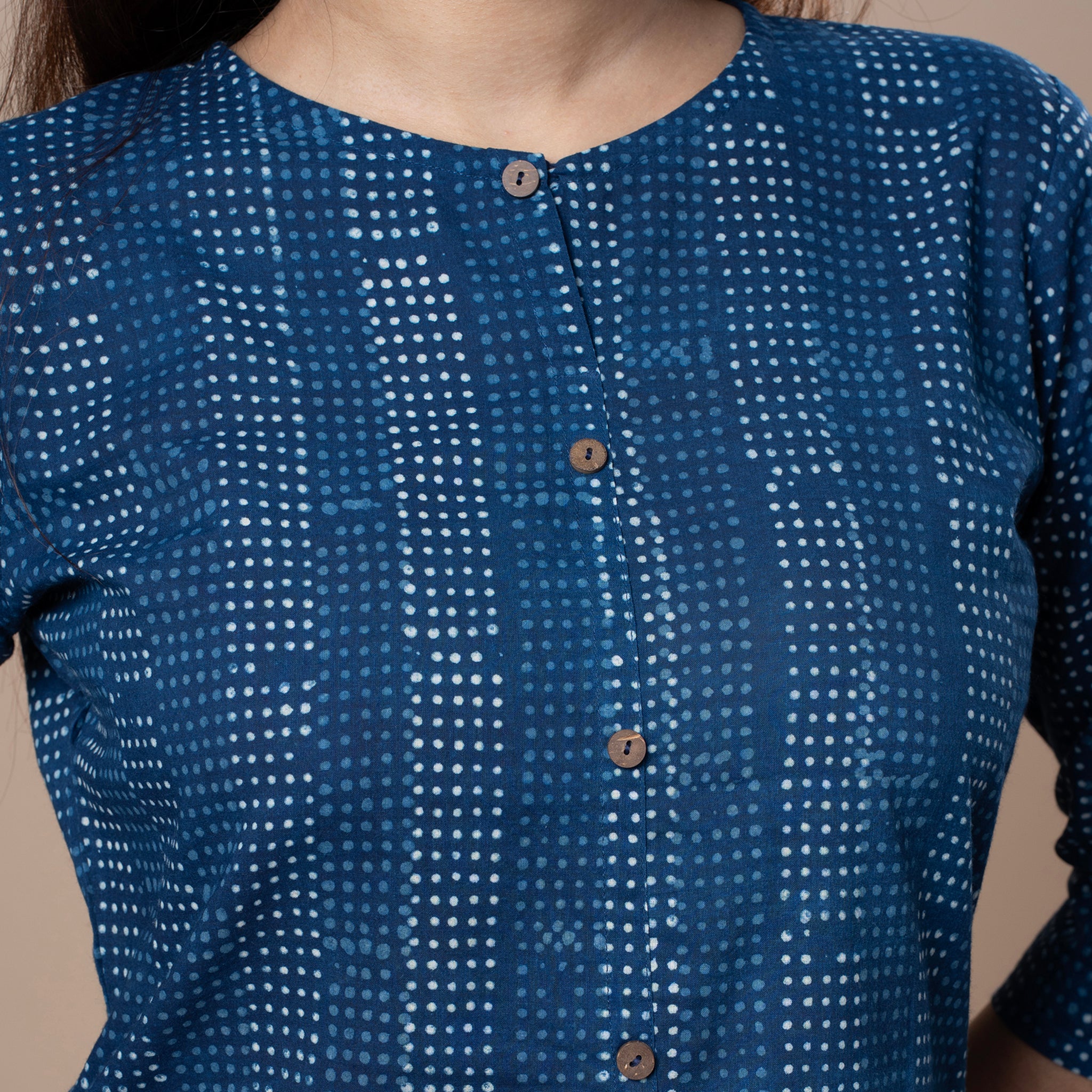 Indigo Dabu Cotton Kurta