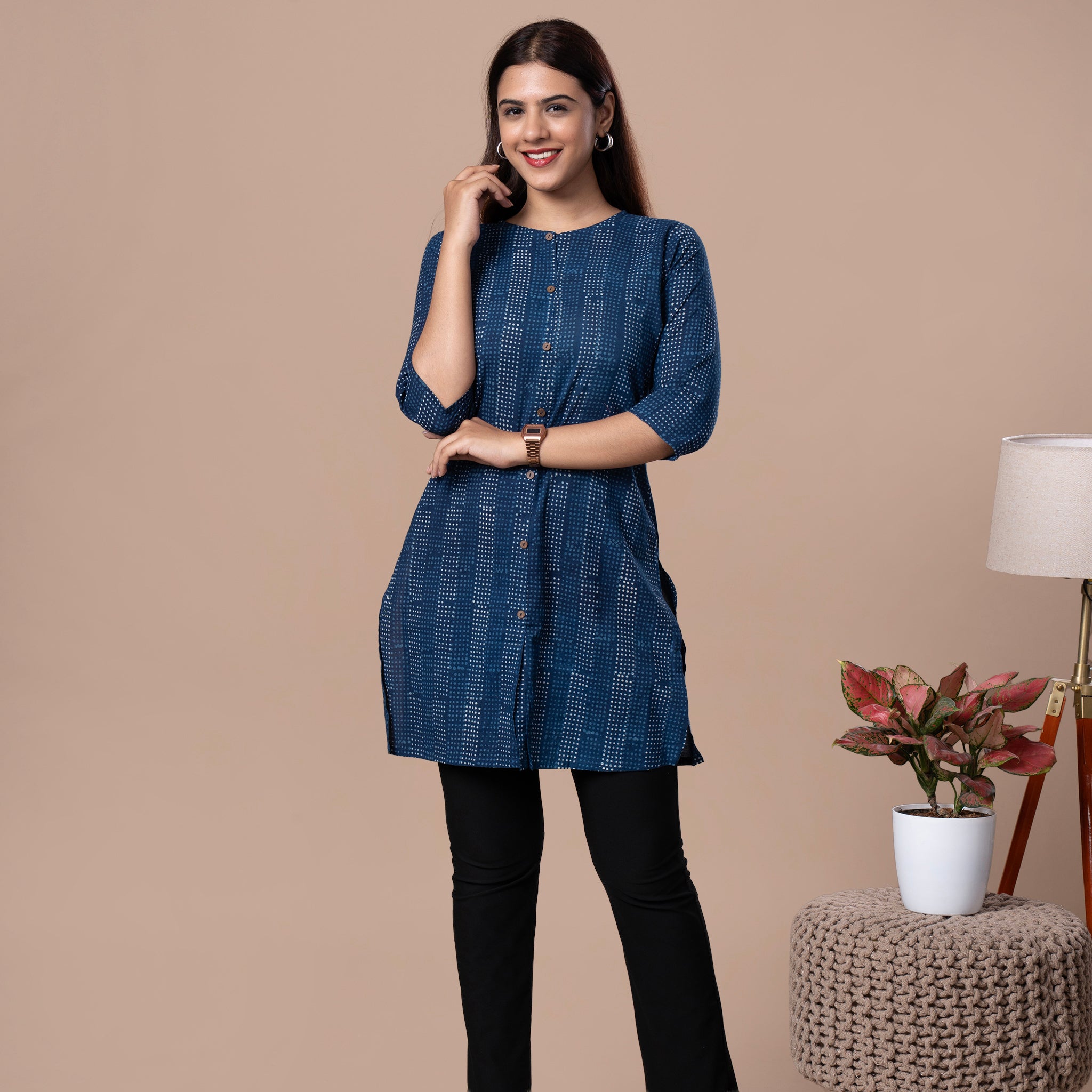 Indigo Dabu Cotton Kurta