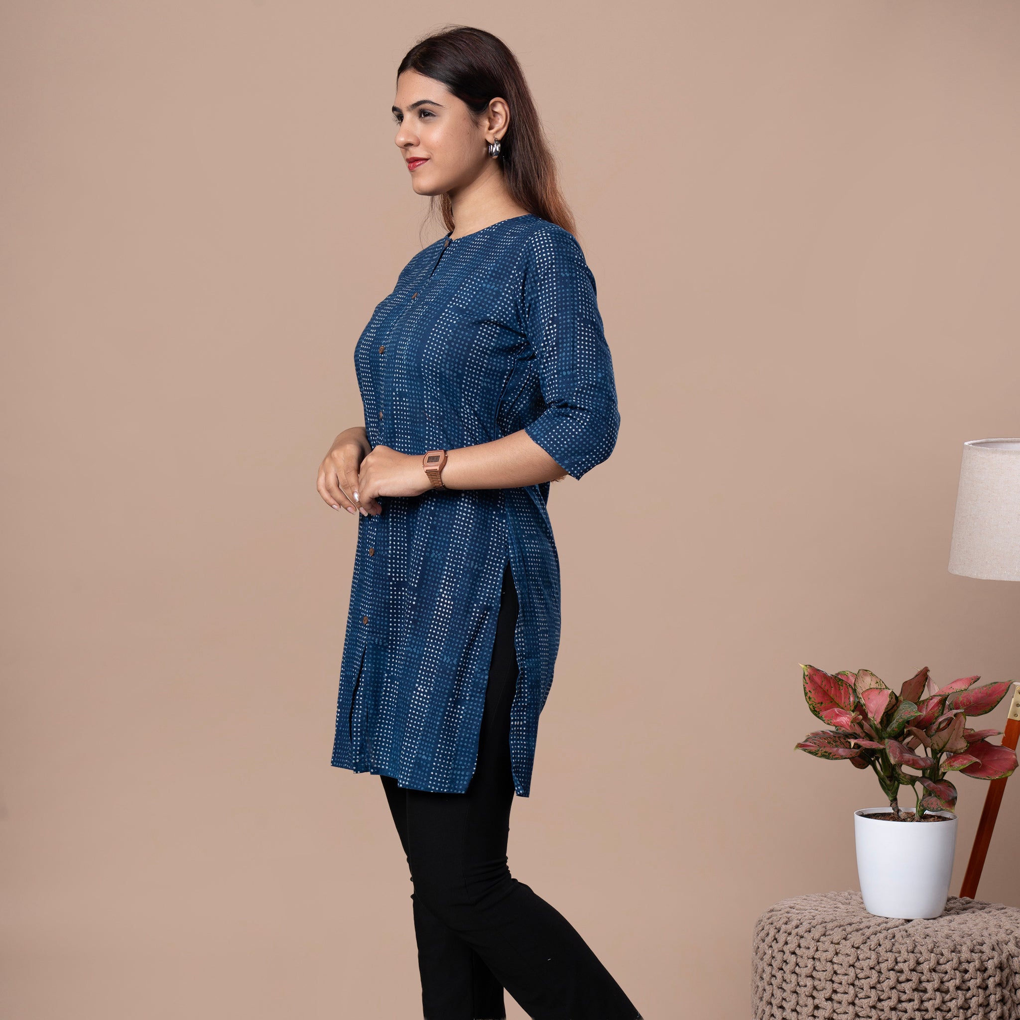 Indigo Dabu Cotton Kurta