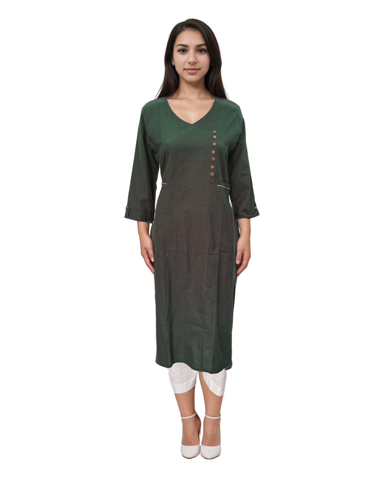 Solid Angrakha Flex Cotton Kurta