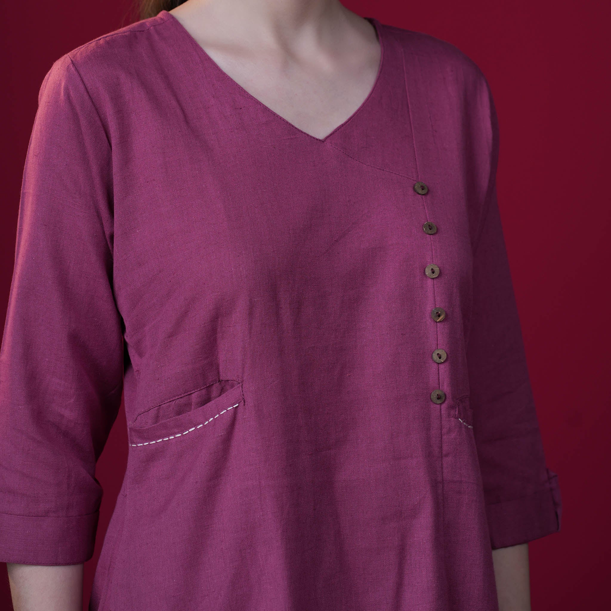 Solid Angrakha Flex Cotton Kurta