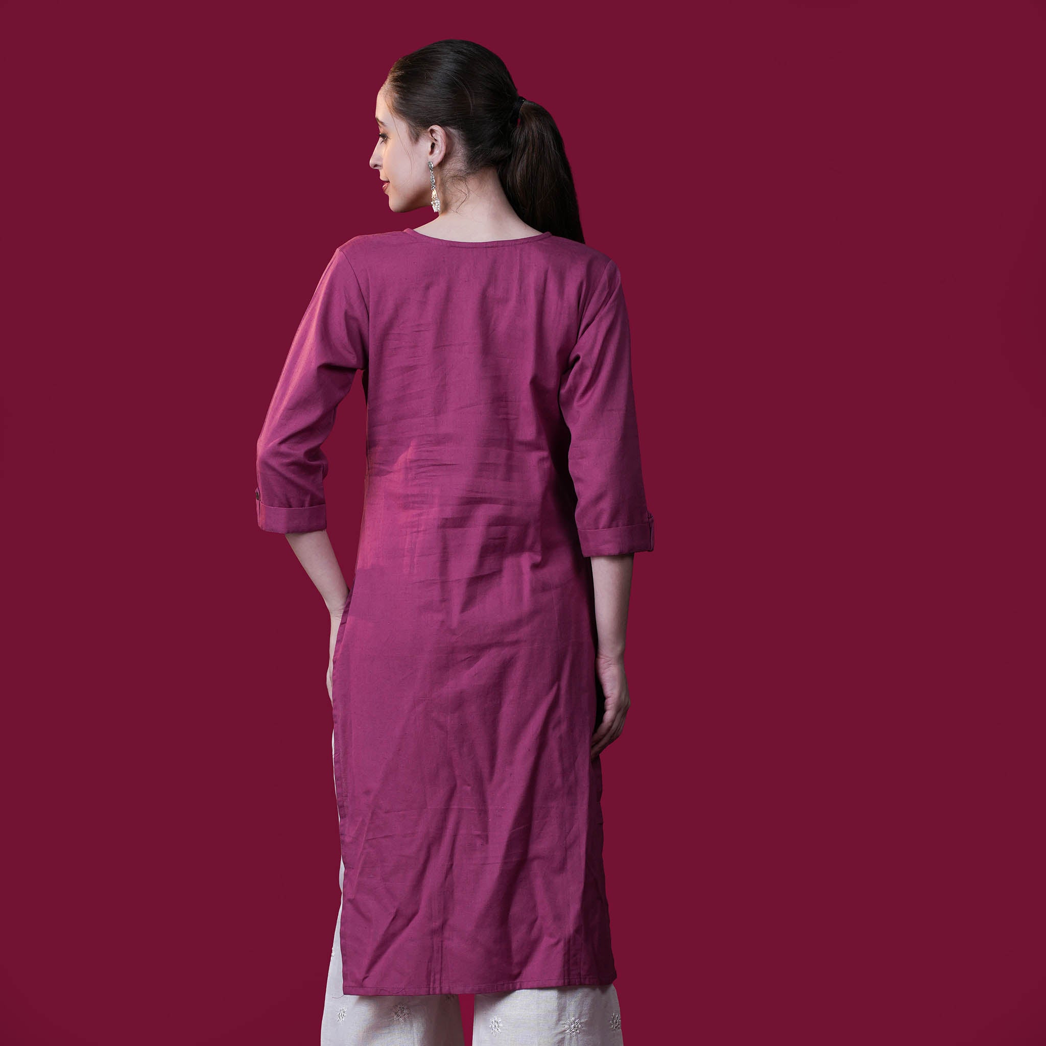 Solid Angrakha Flex Cotton Kurta