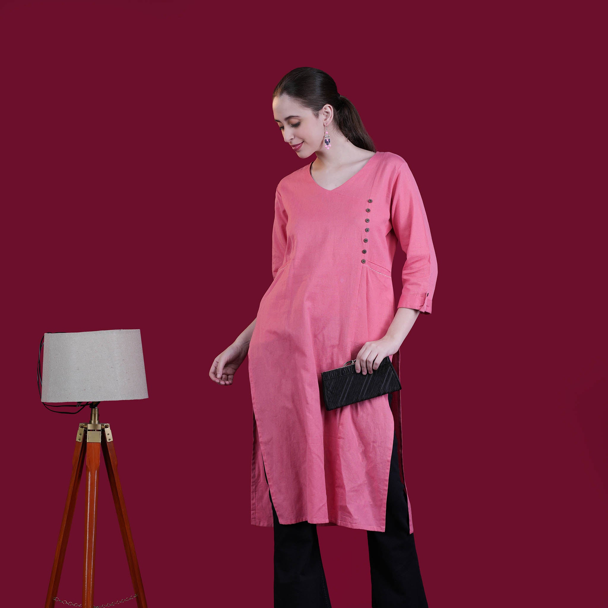 Solid Angrakha Flex Cotton Kurta