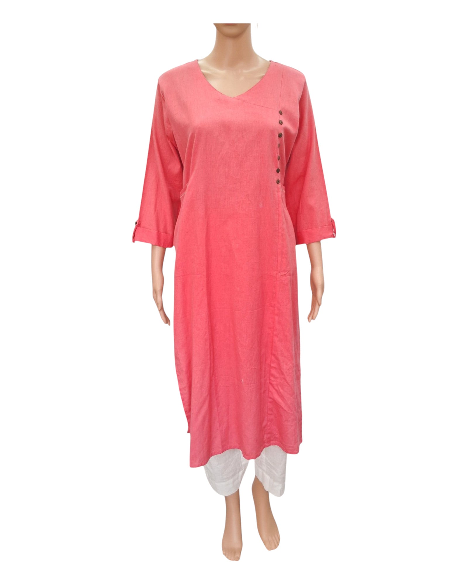 Buy Solid Angrakha Flex Cotton Kurta in bottle – Tvahra