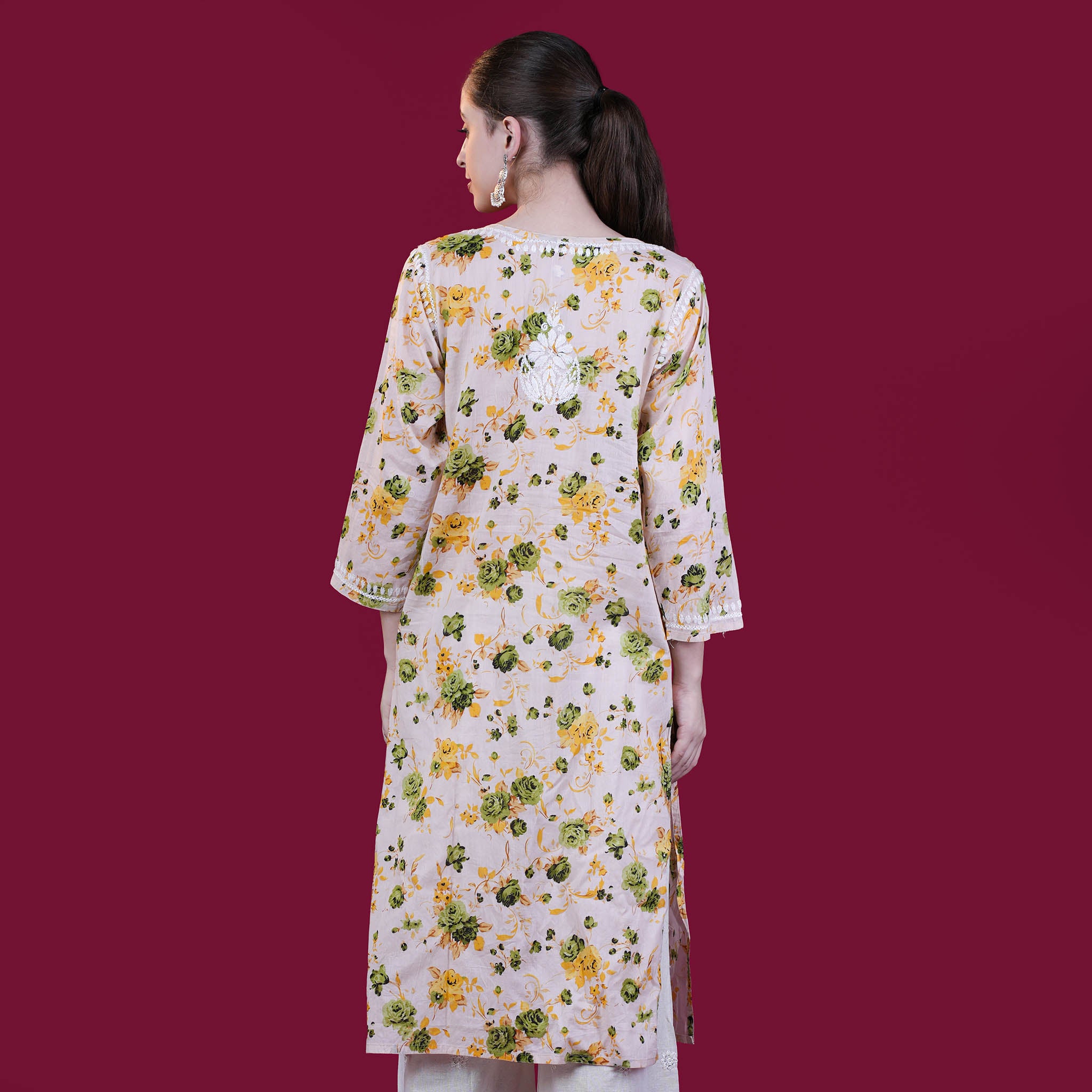 Printed Mul Cotton Chikankari Kurta